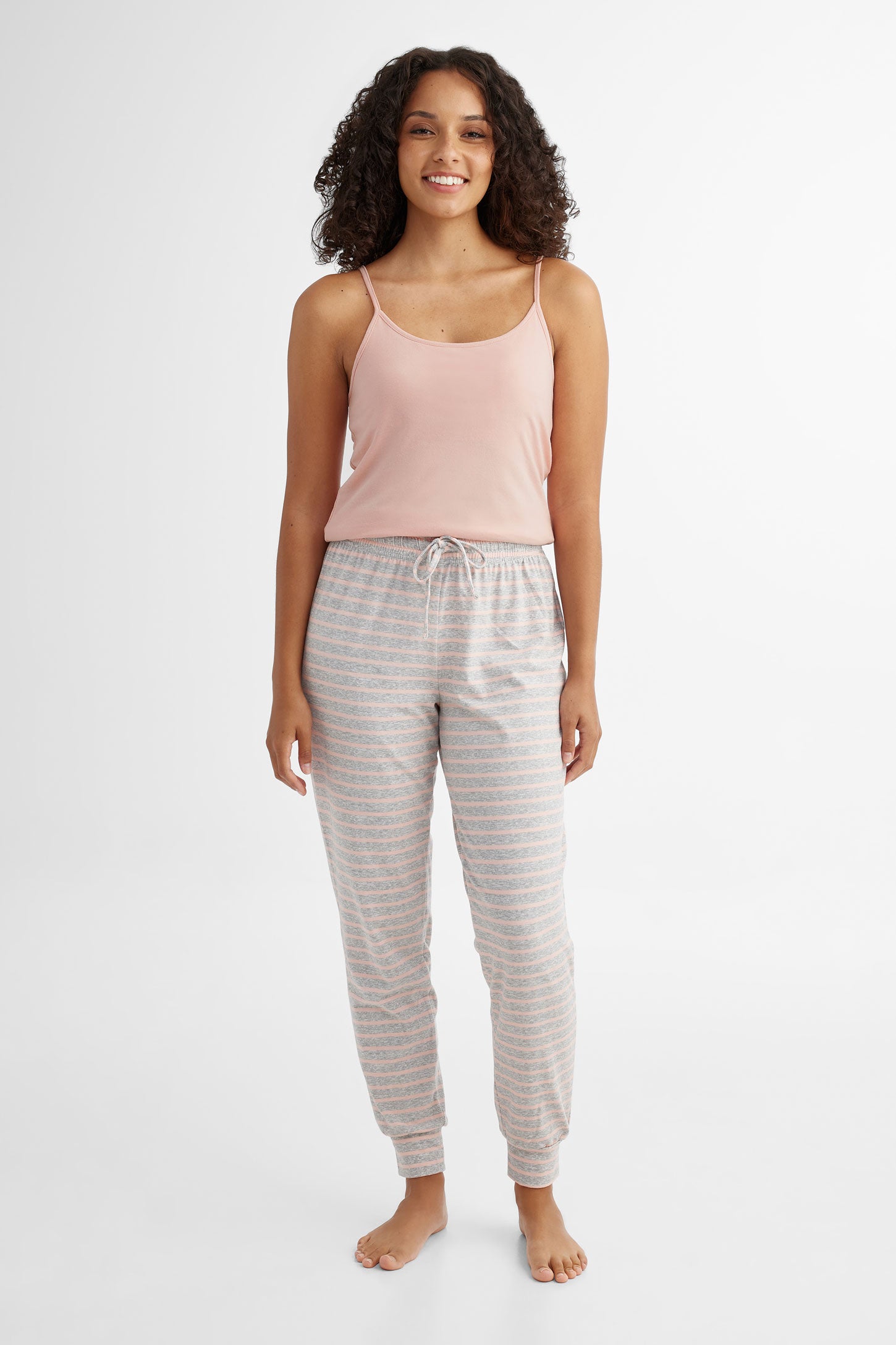 Pantalon pyjama imprimé en coton - Femme && RAYURE