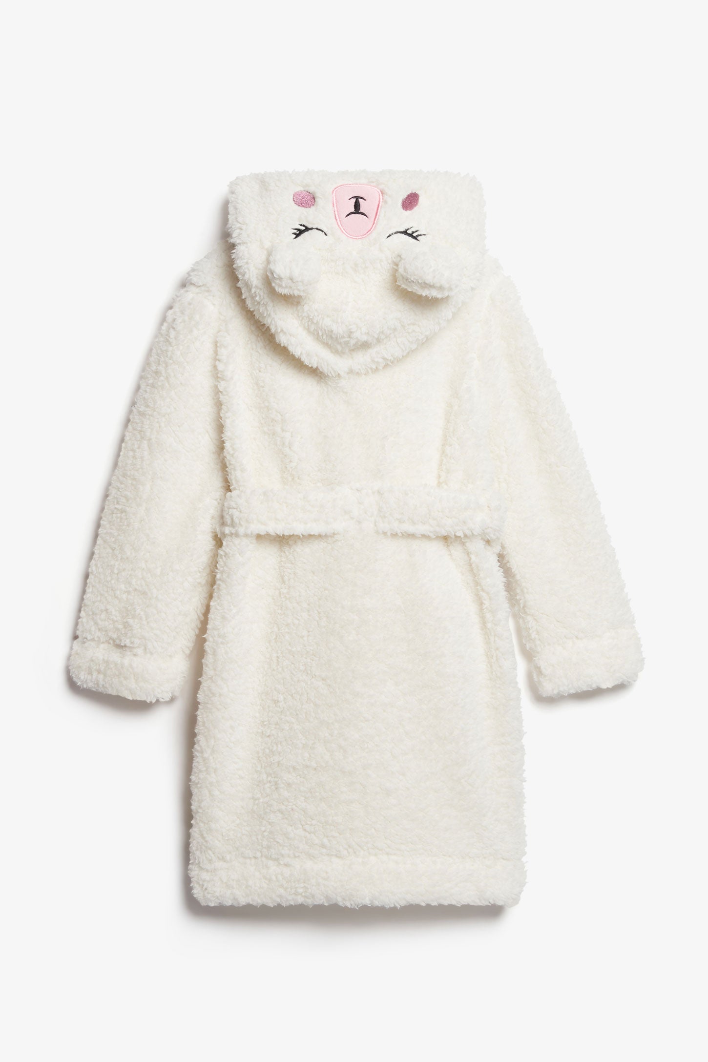 Robe de chambre à capuchon animal en sherpa - Enfant fille && BLANC