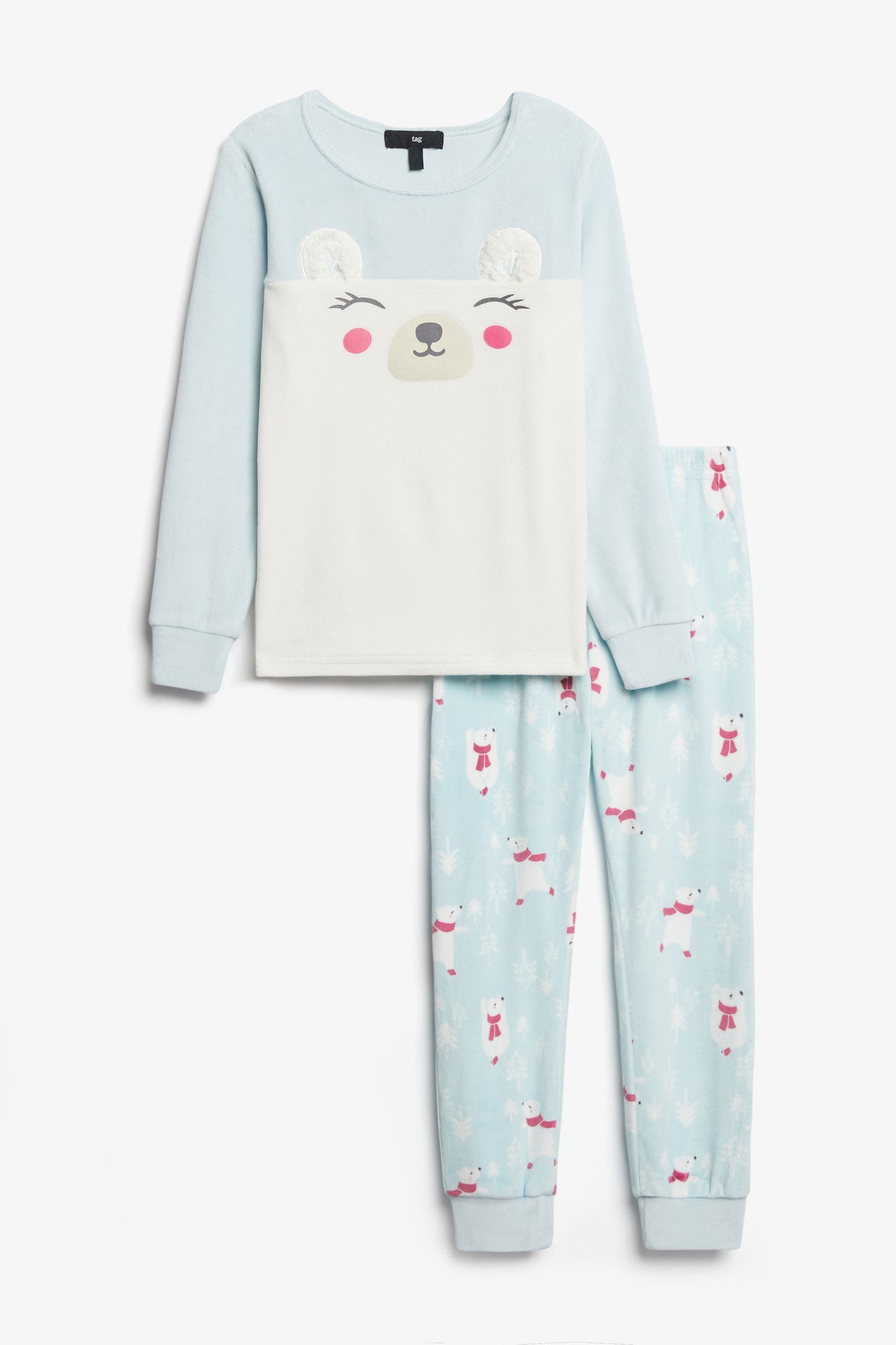 Pyjama 2-pièces en velours - Enfant fille && BLEU PALE