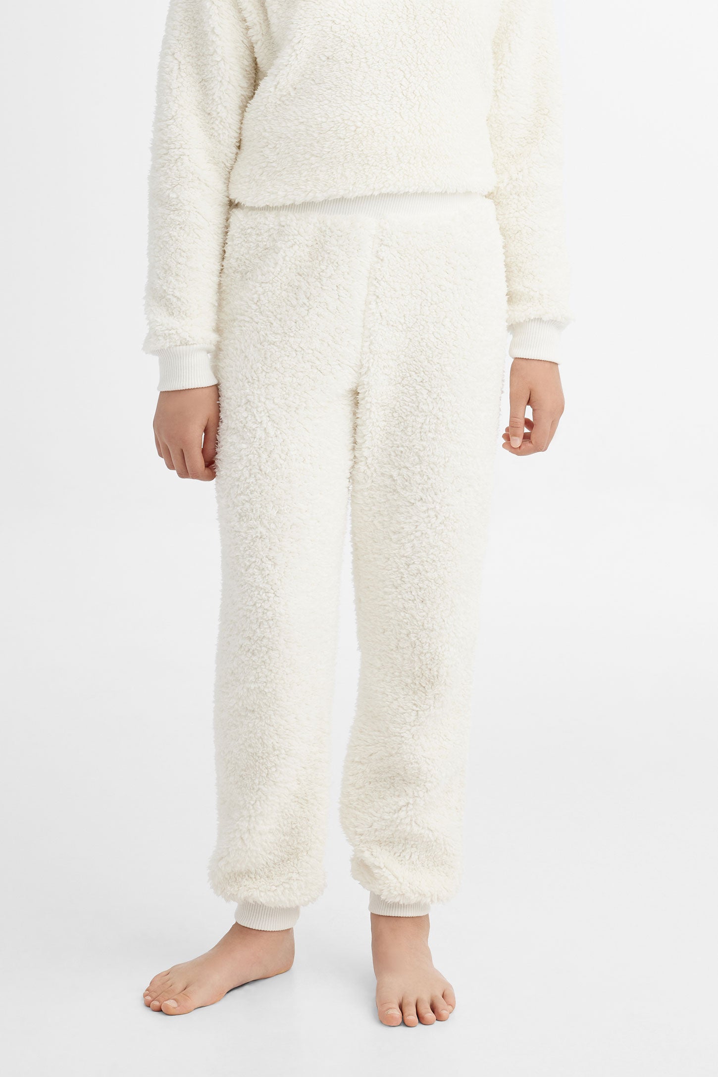 Pantalon pyjama en sherpa - Ado fille && BLANC