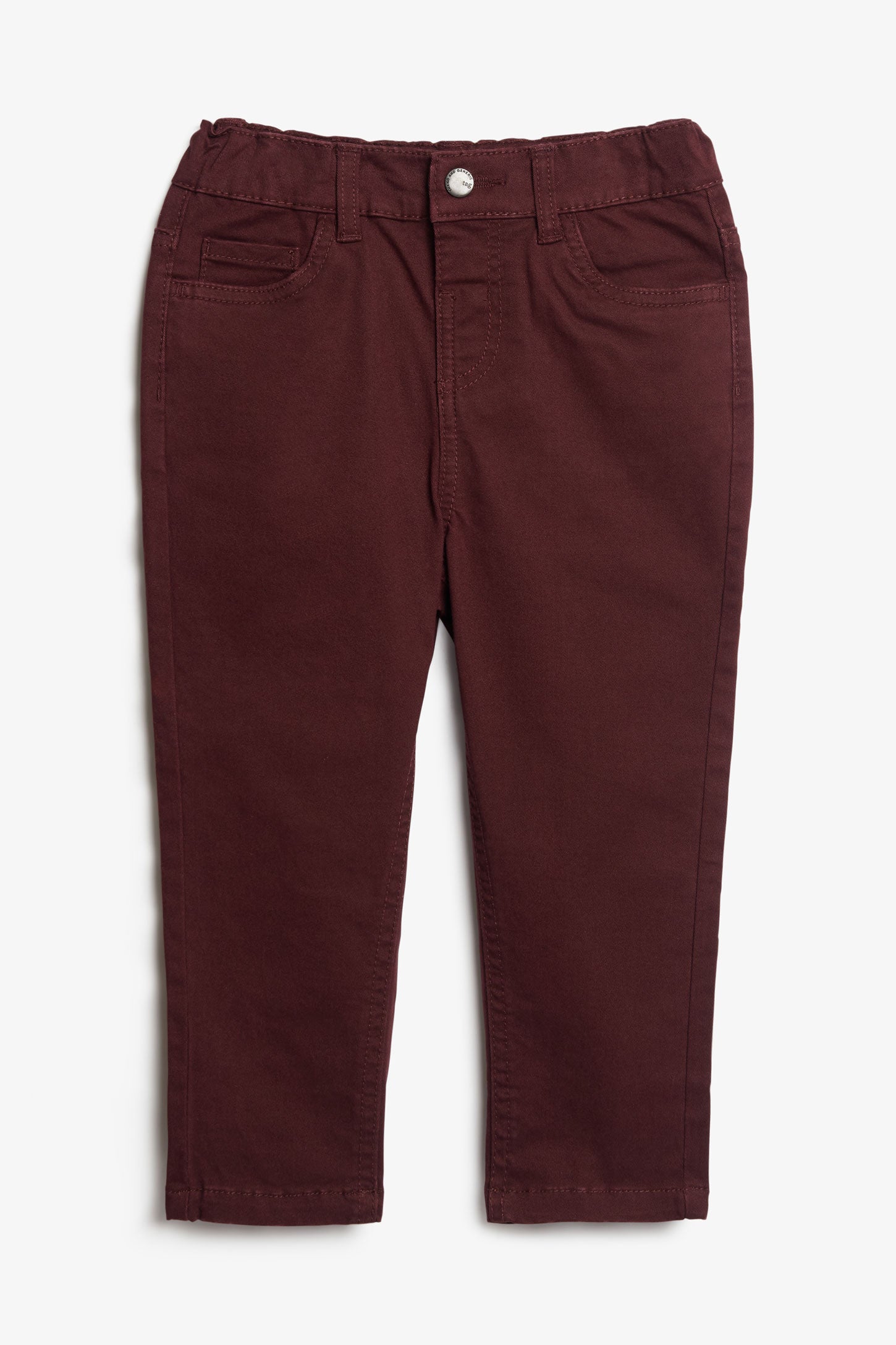 Pantalon taille élastique en twill - Bébé garçon && BOURGOGNE