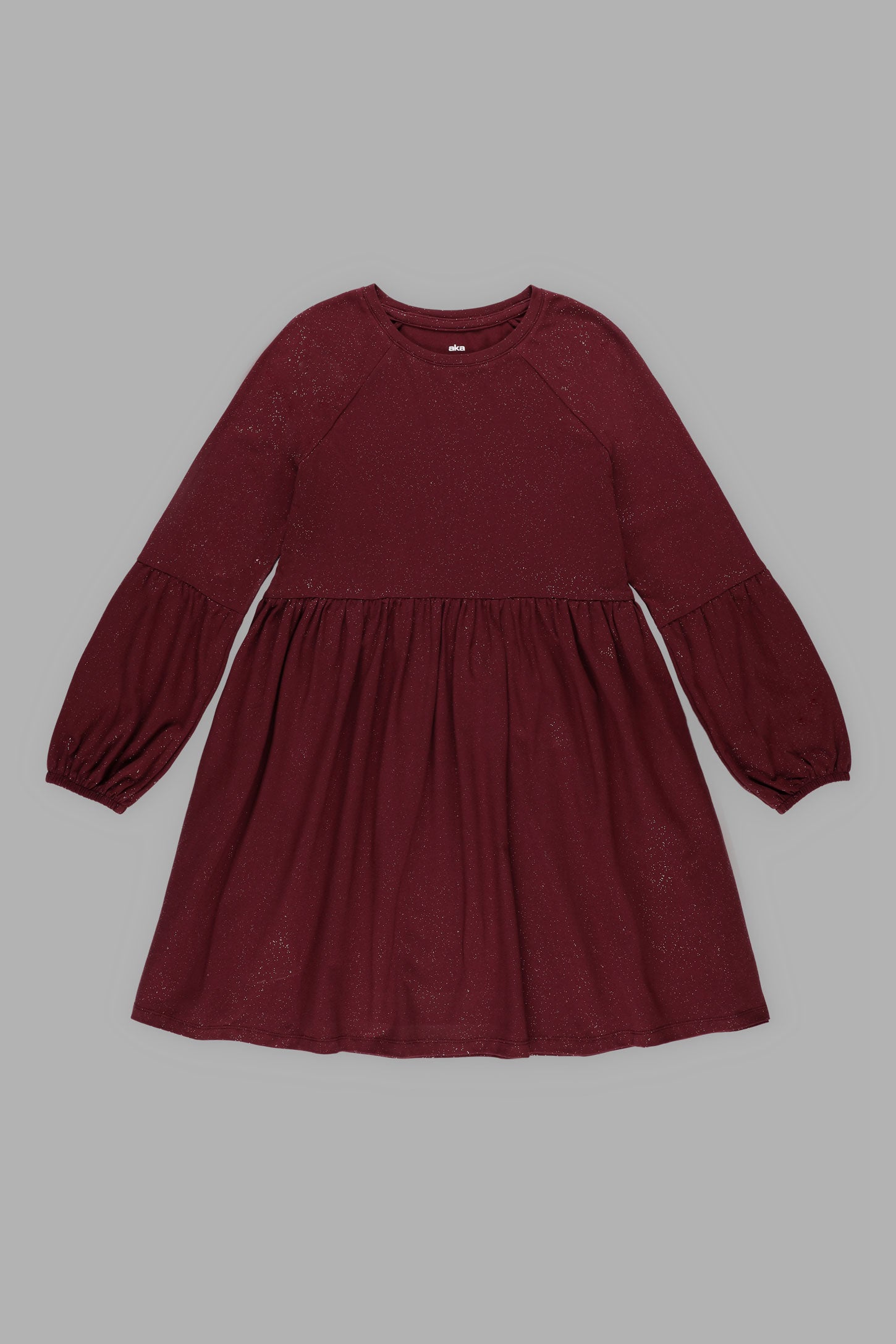 Robe manches longues bouffantes en coton - Ado fille && BOURGOGNE