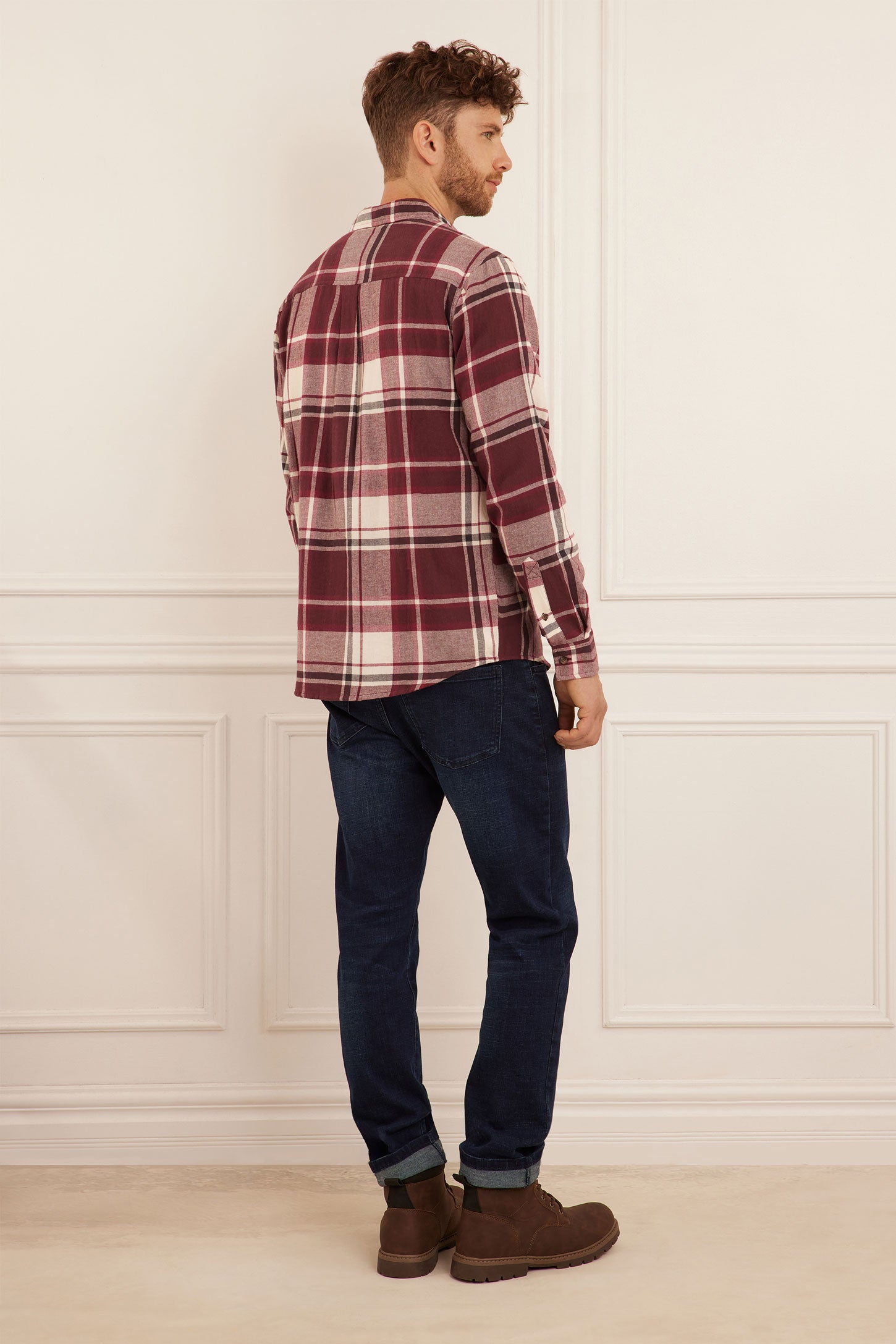 Chemise à carreaux en flanelle - Homme && BOURGOGNE