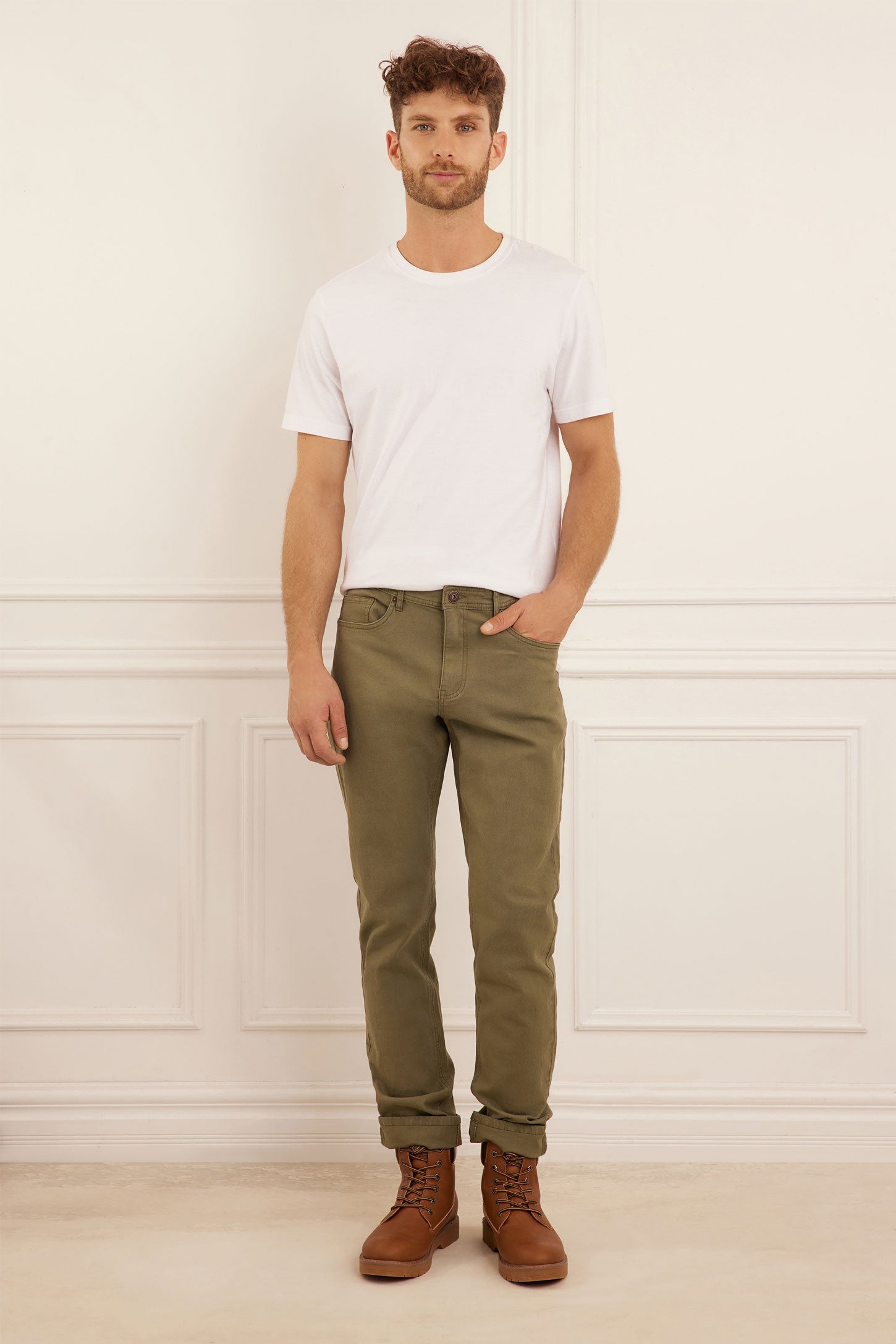 Pantalon 5 poches jambe droite - Homme && KAKI