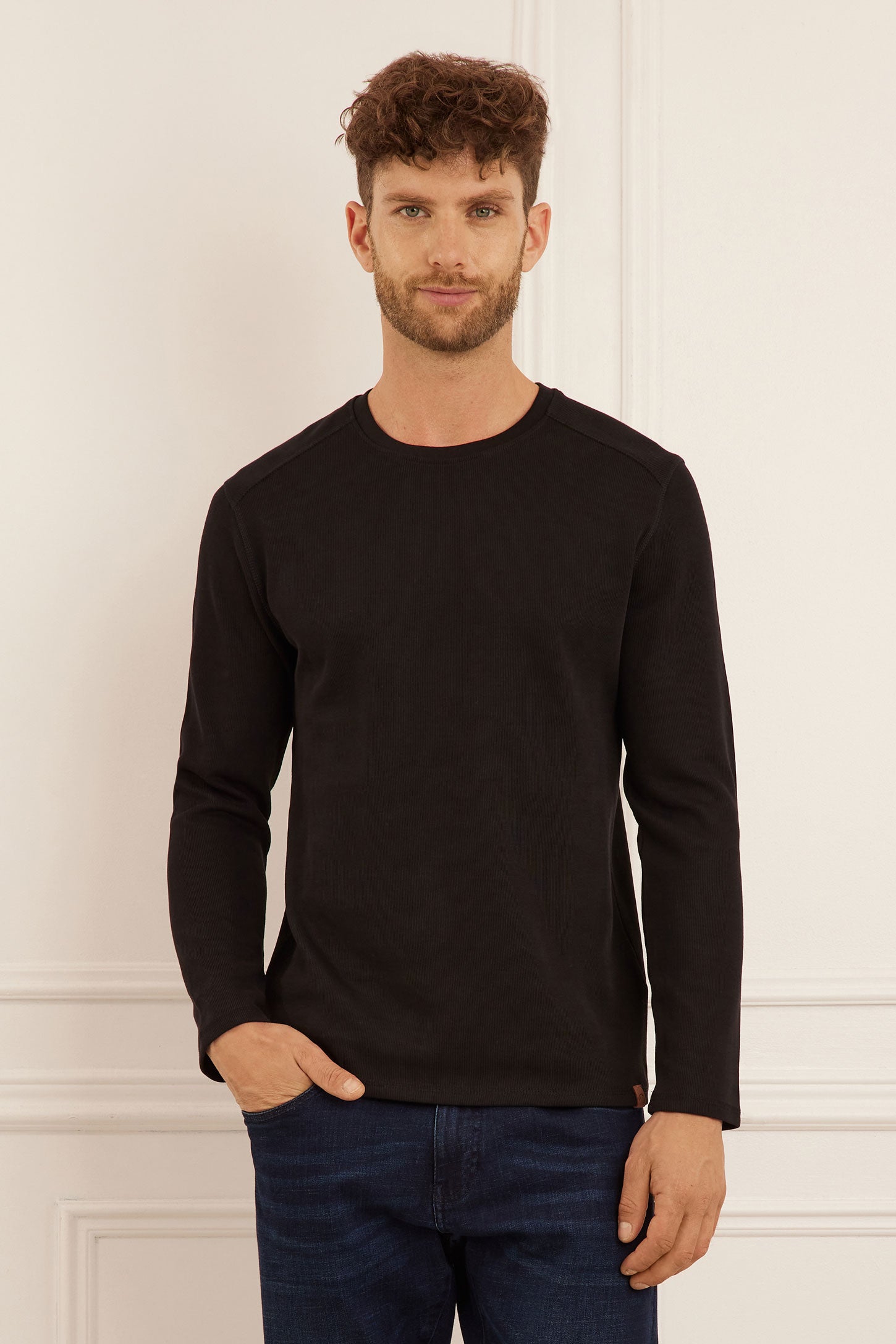 Chandail manches longues en coton - Homme && NOIR