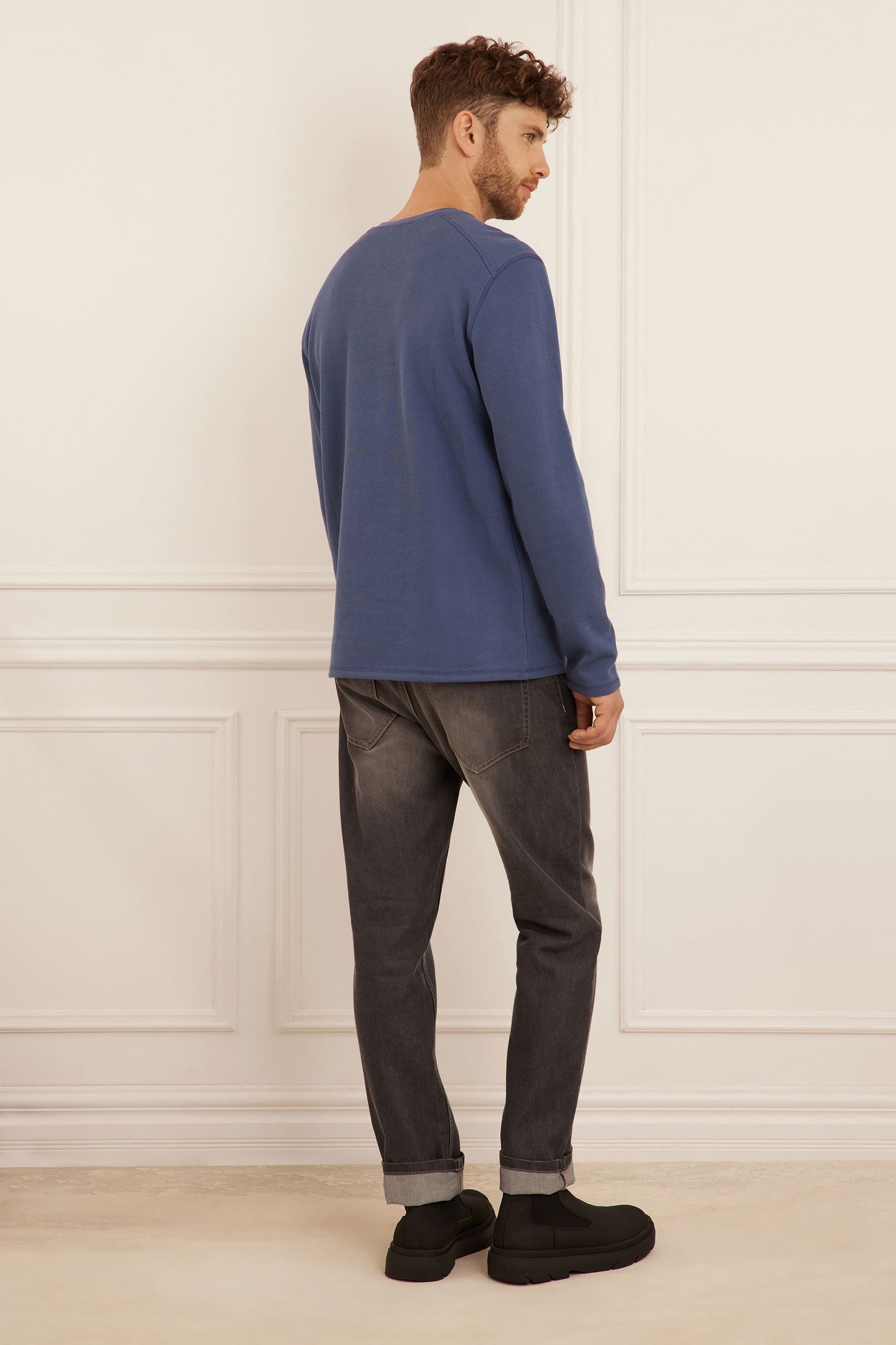 Chandail manches longues en coton - Homme && BLEU