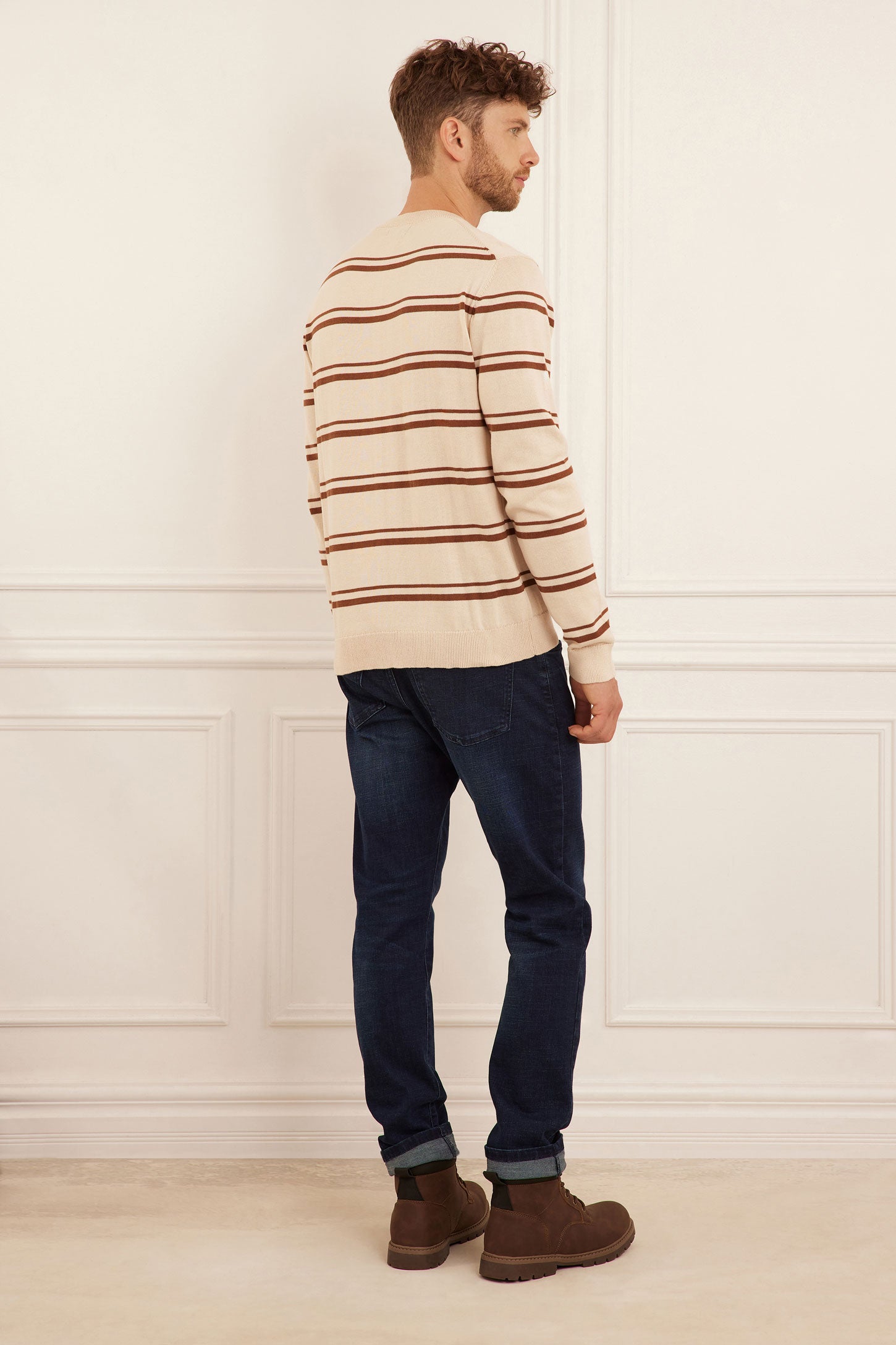 Chandail tricot rayé - Homme && BEIGE