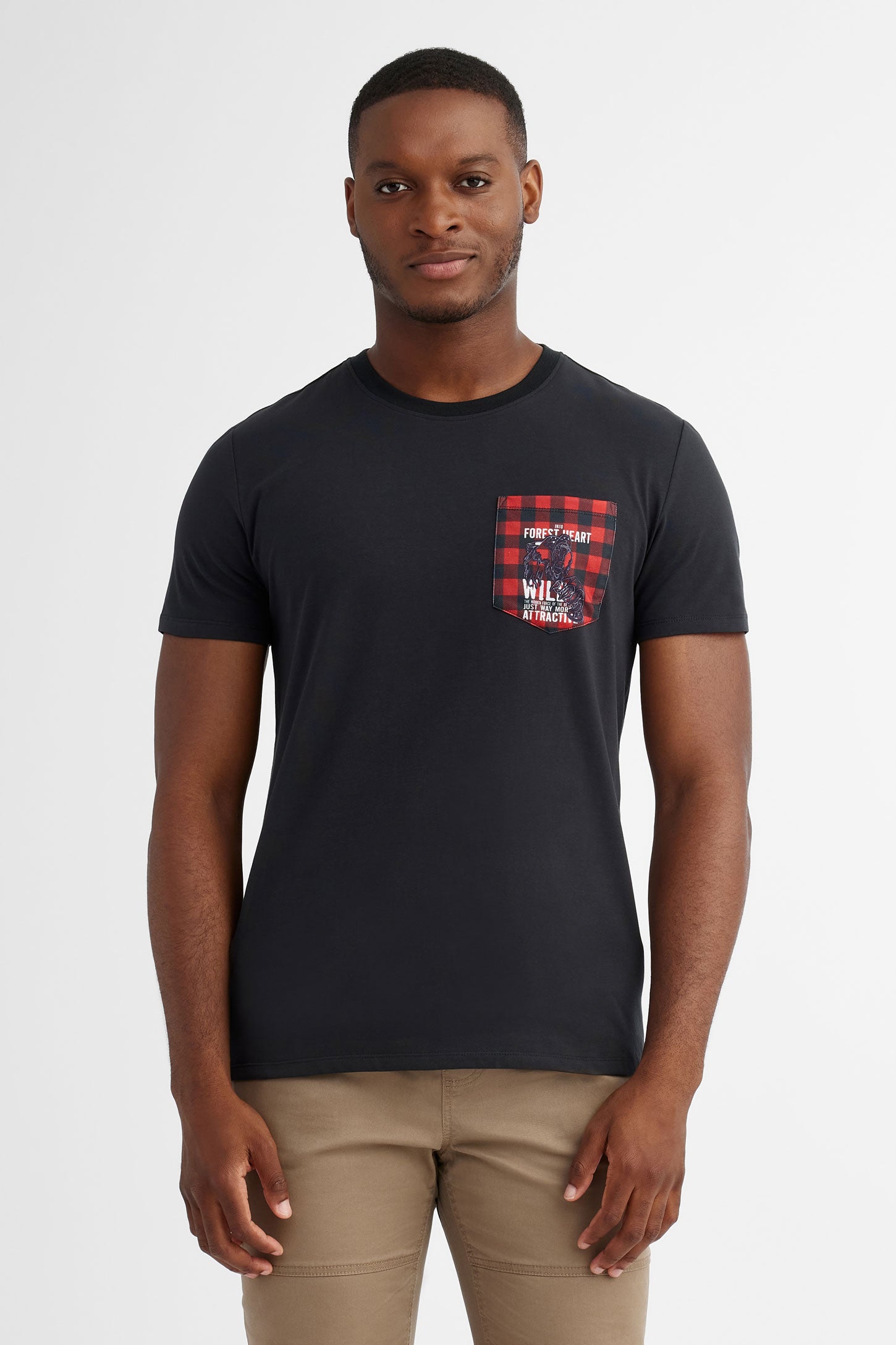 Duos futés, T-shirt à poche en coton, 2/30$ - Homme && NOIR