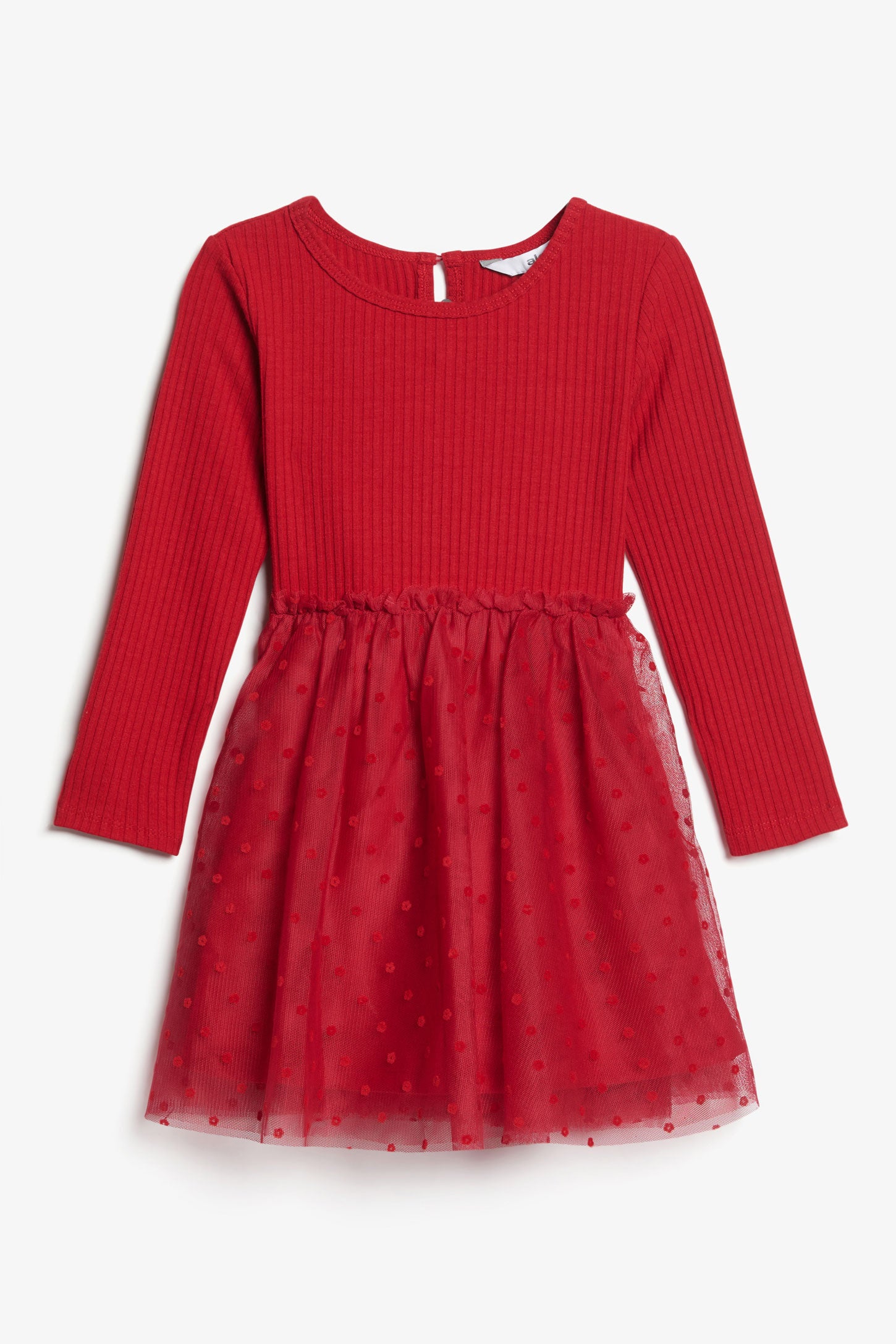 Robe manches longues jupe tulle - Bébé fille && ROUGE