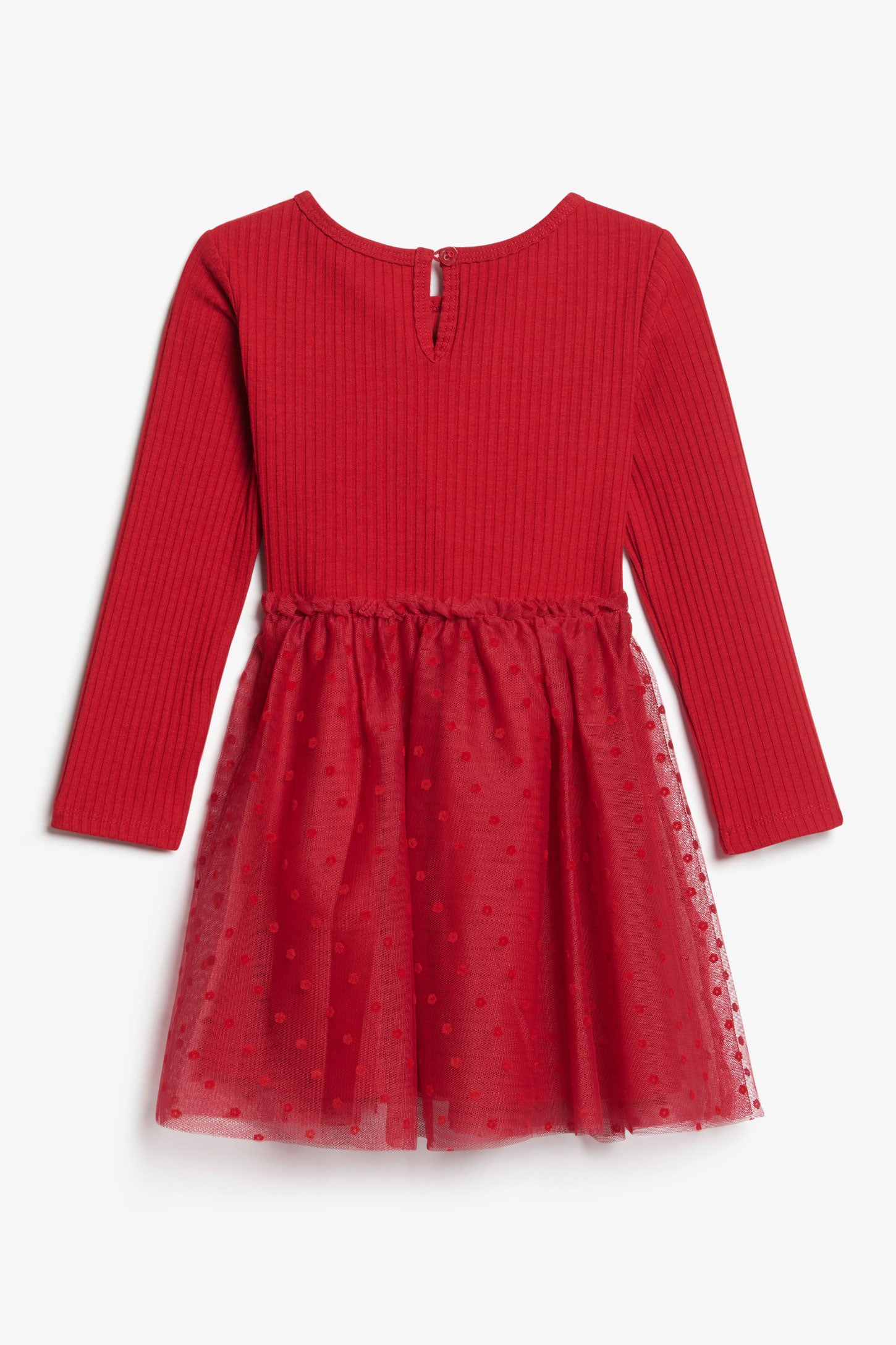 Robe manches longues jupe tulle - Bébé fille && ROUGE