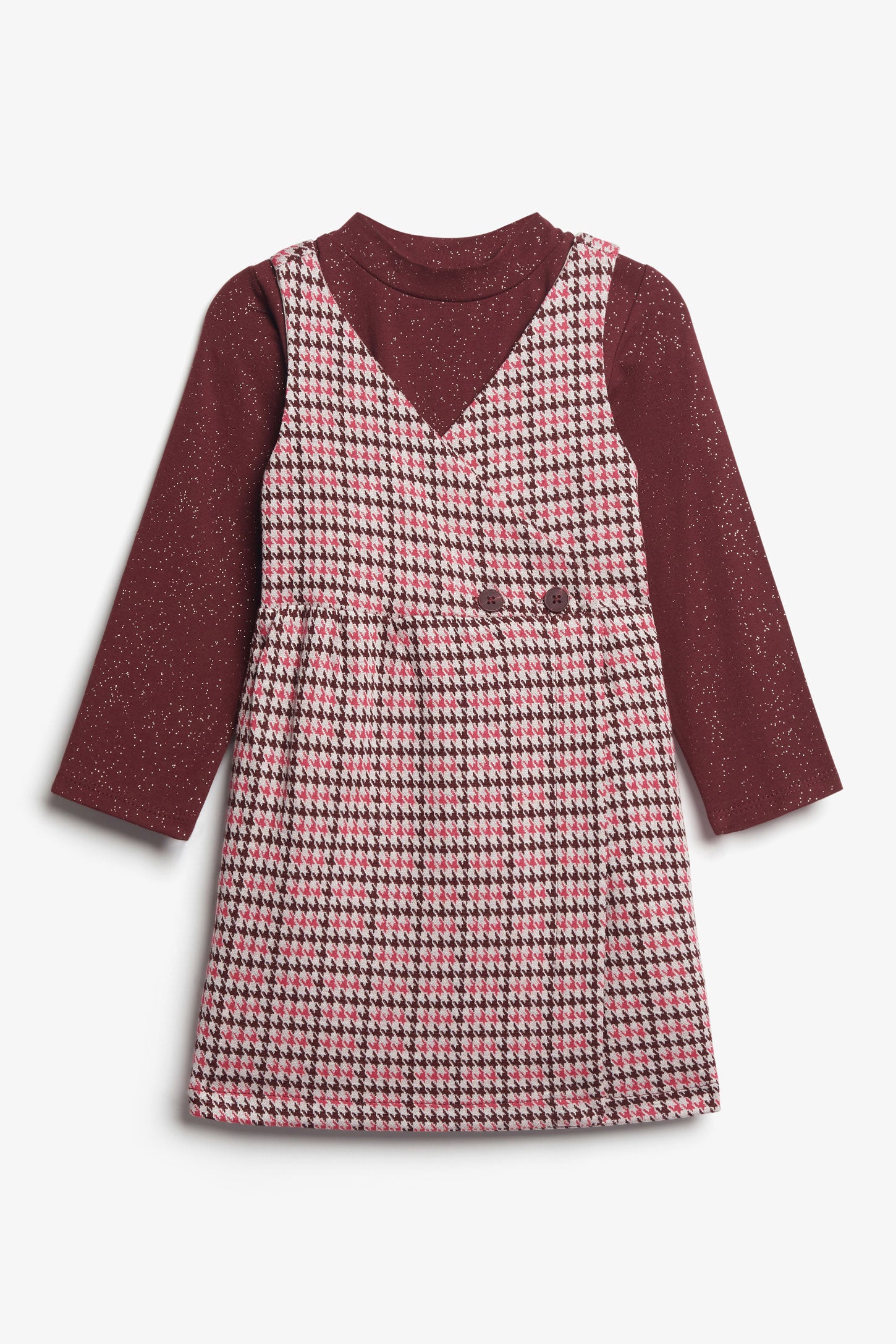 Ensemble 2-pièces Robe-tablier et chandail - Bébé fille && BORDEAUX