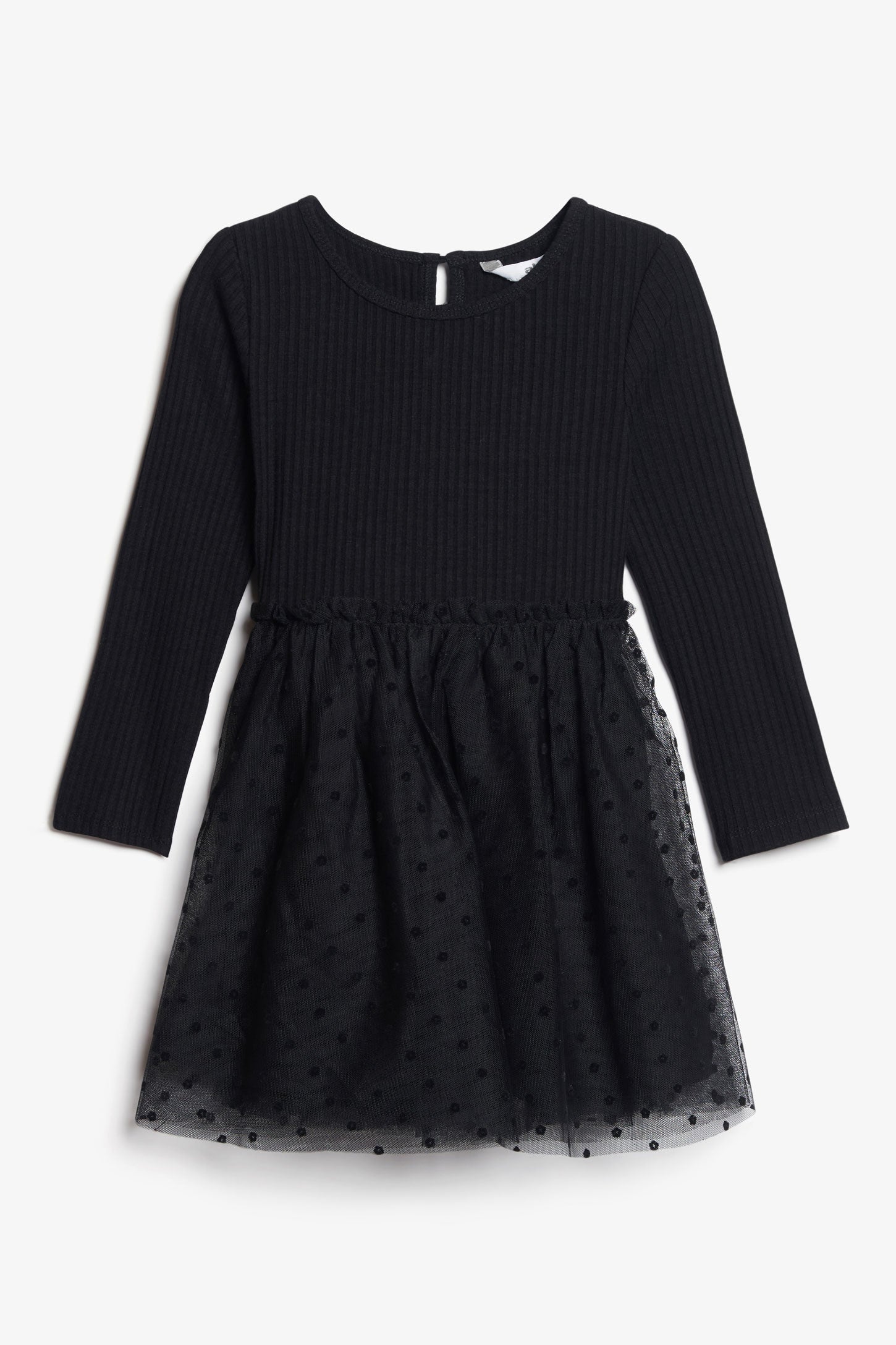 Robe manches longues jupe tulle, 2T-3T - Bébé fille && NOIR