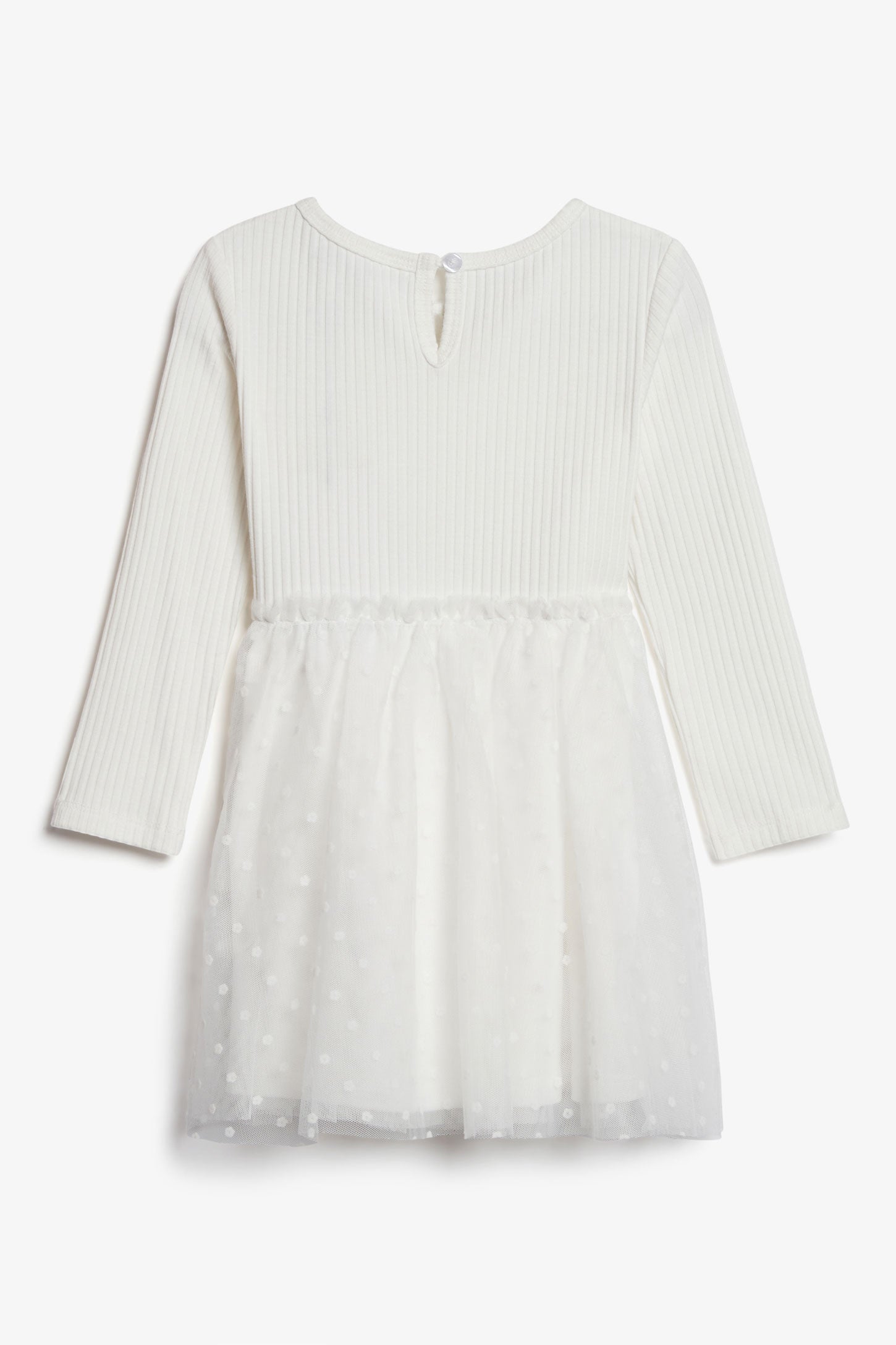 Robe manches longues jupe tulle, 2T-3T - Bébé fille && CREME