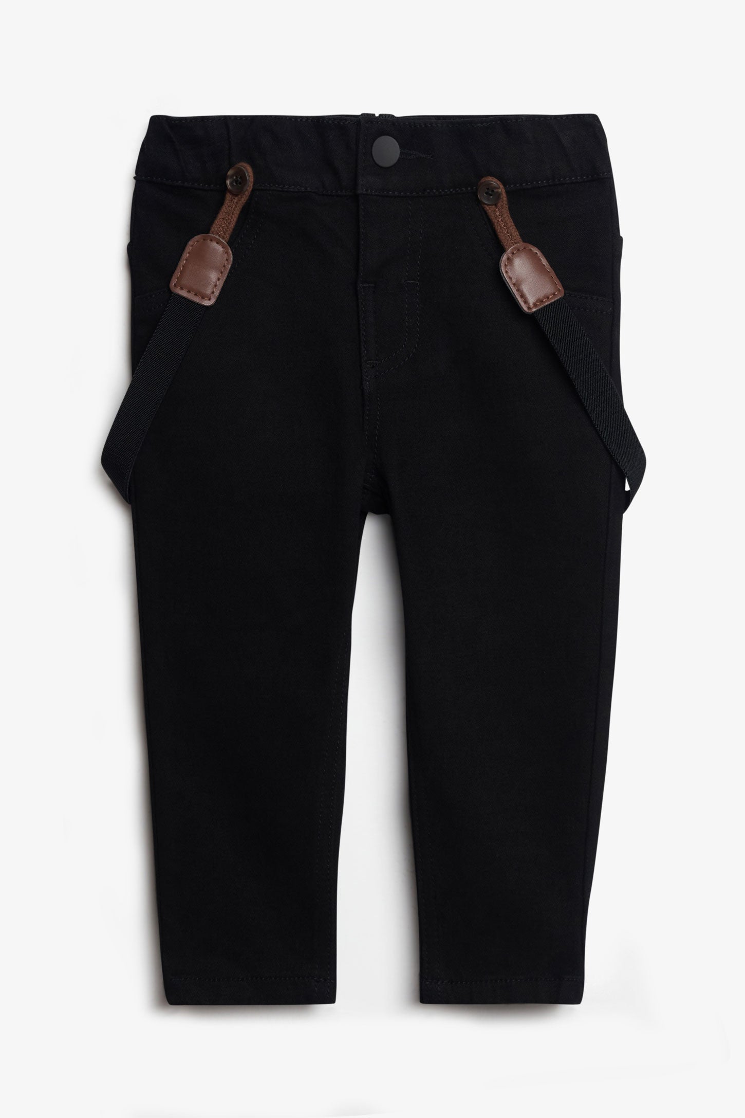 Pantalon taille ajustable à bretelles - Bébé garçon && NOIR