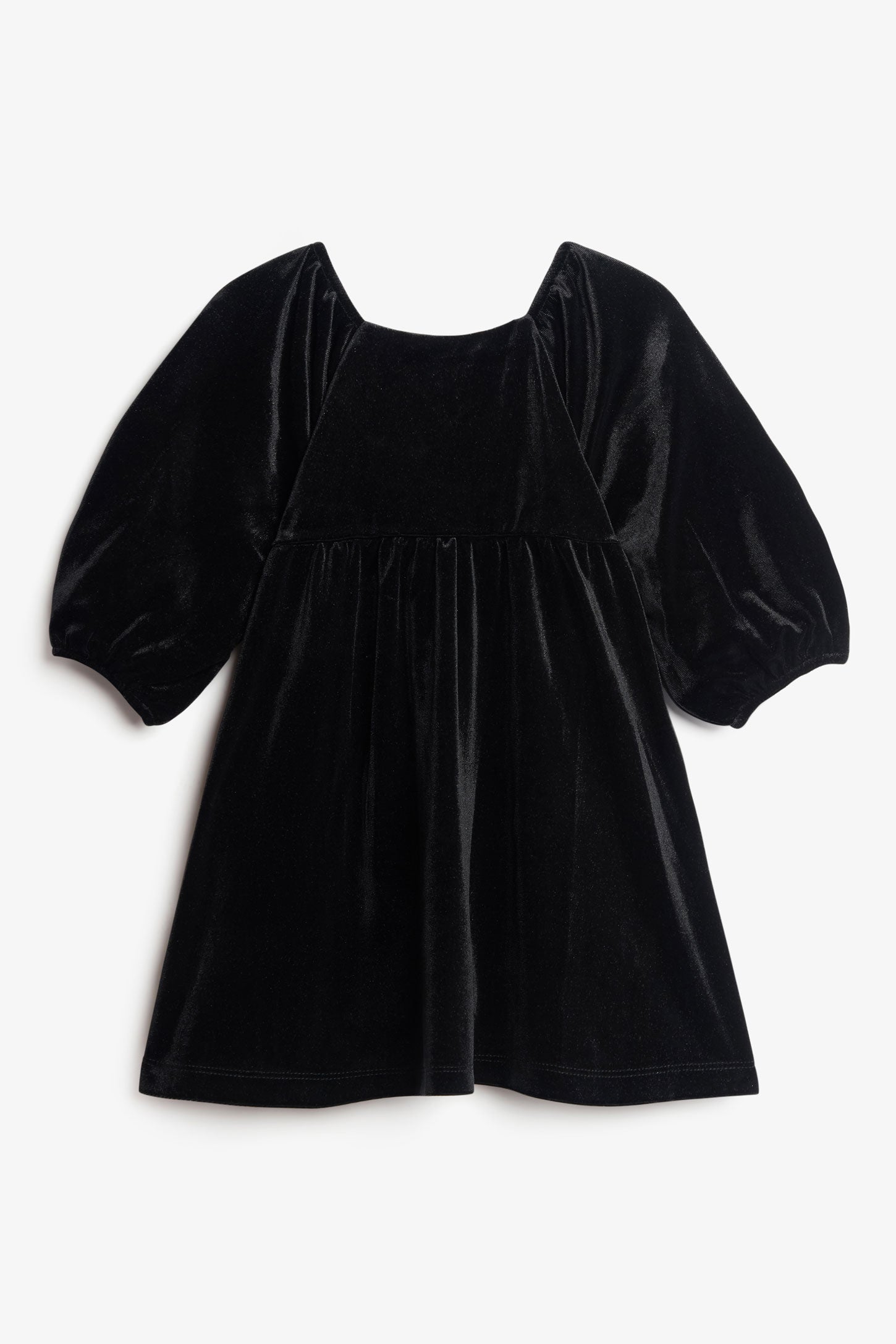 Robe manches courtes ballon en velours - Enfant fille && NOIR