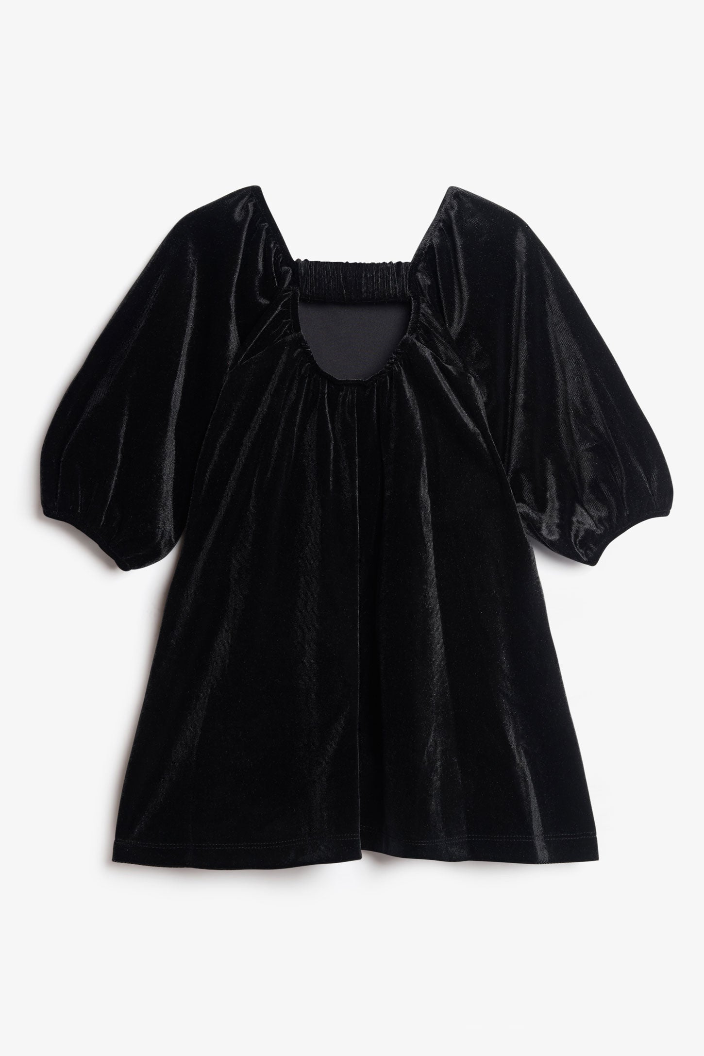 Robe manches courtes ballon en velours - Enfant fille && NOIR