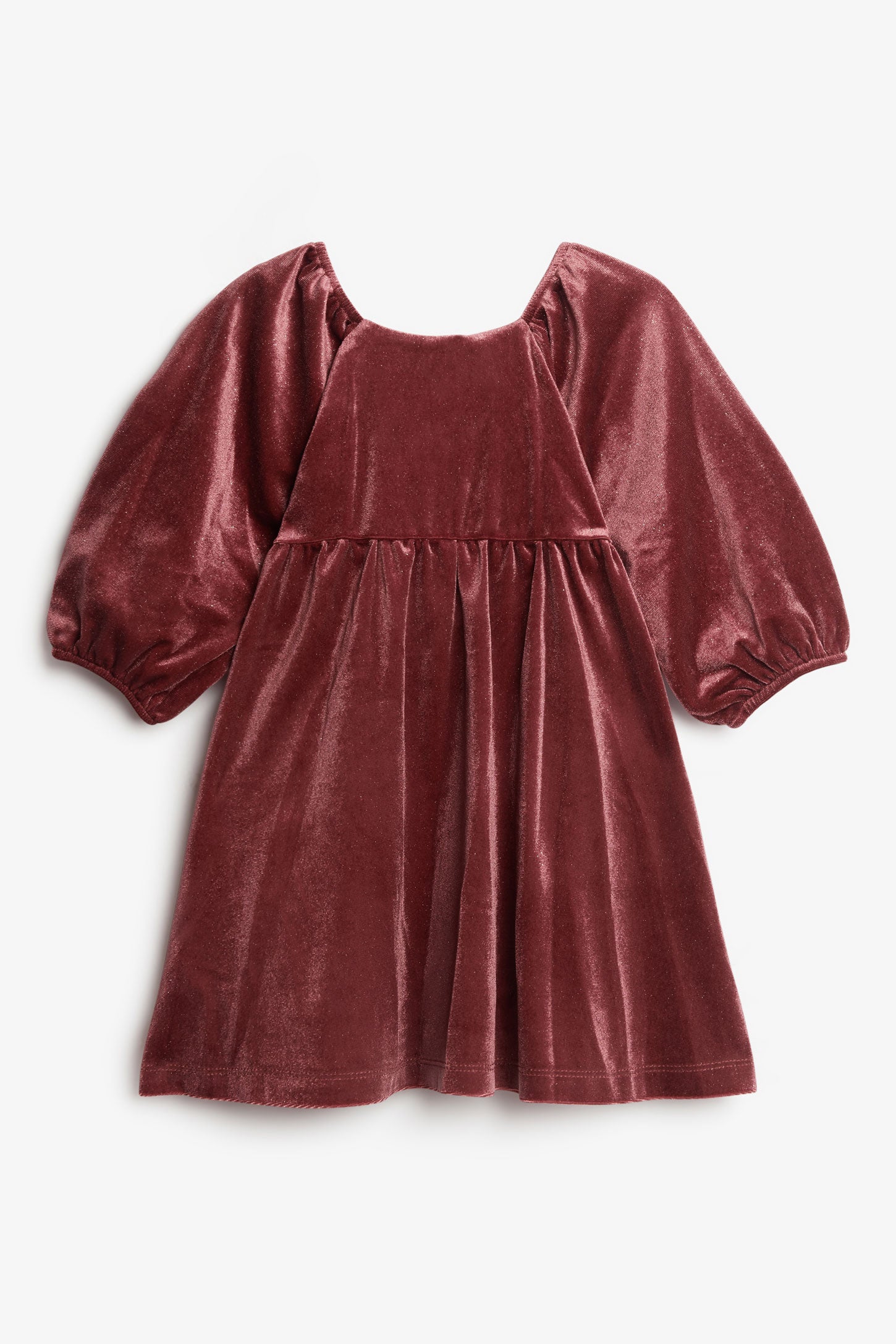 Robe manches courtes ballon en velours - Enfant fille && BOURGOGNE