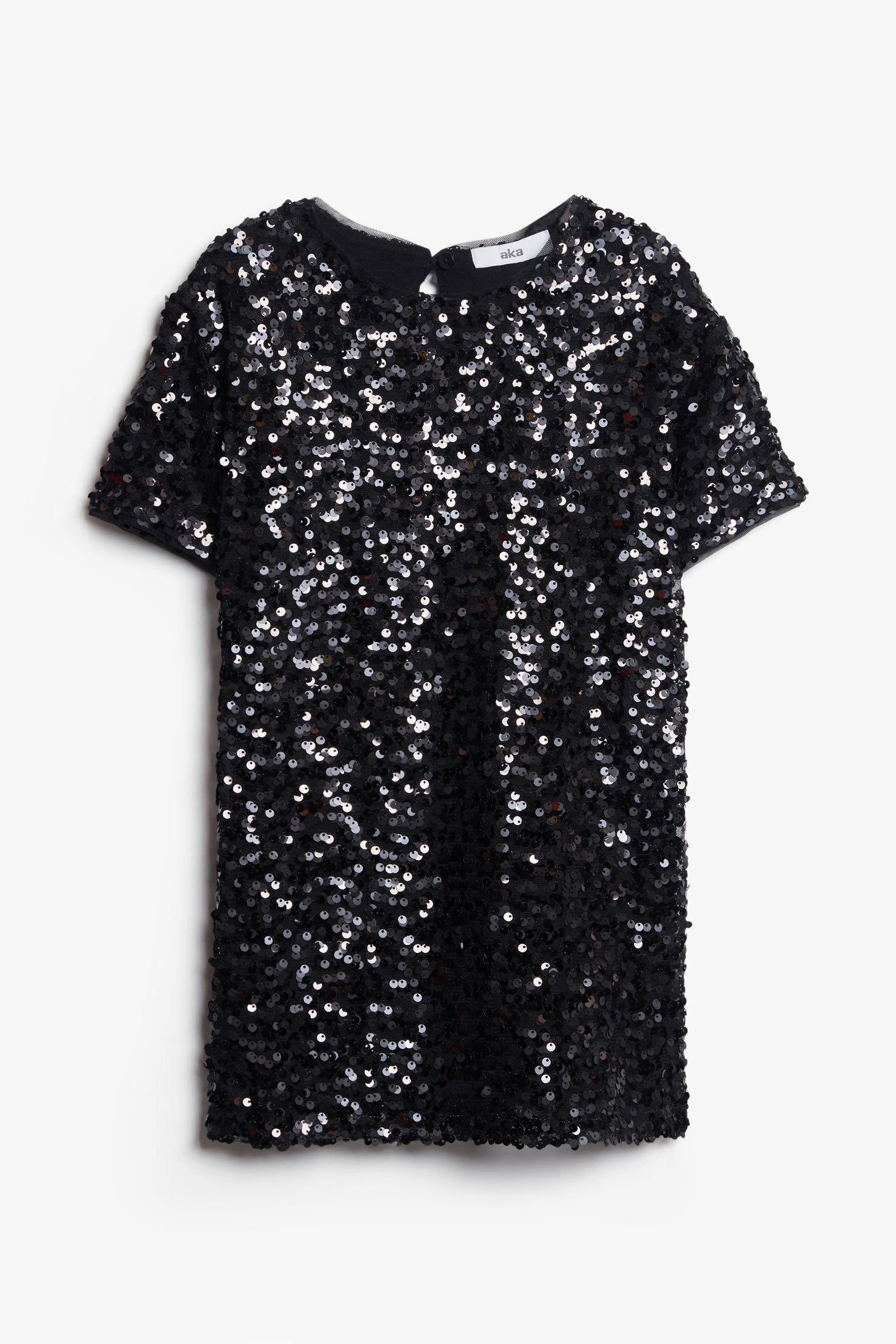 Robe manches courtes à paillettes - Enfant fille && NOIR