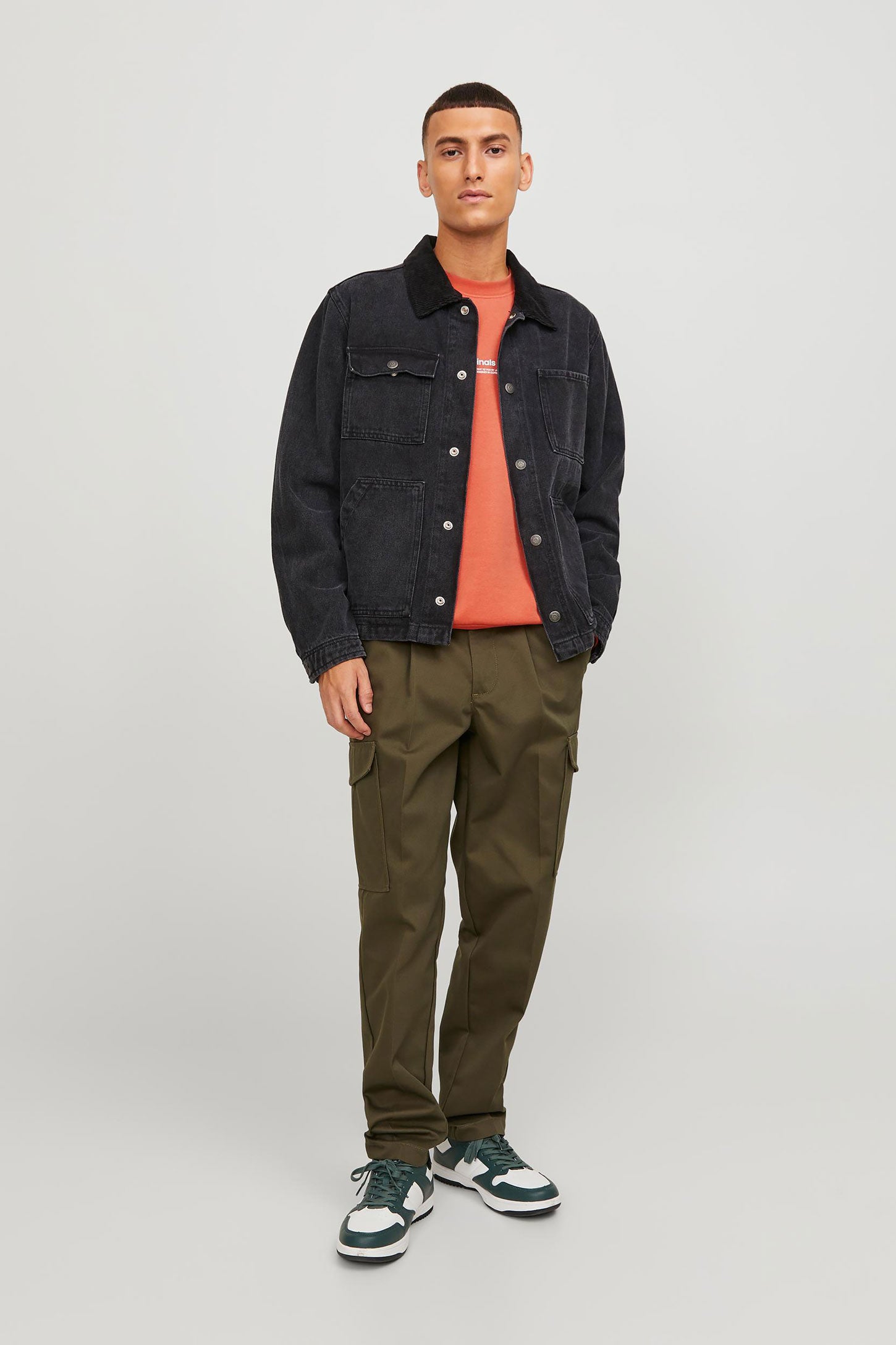 Chandail col rond coton ouaté JACK & JONES - Homme && ORANGE