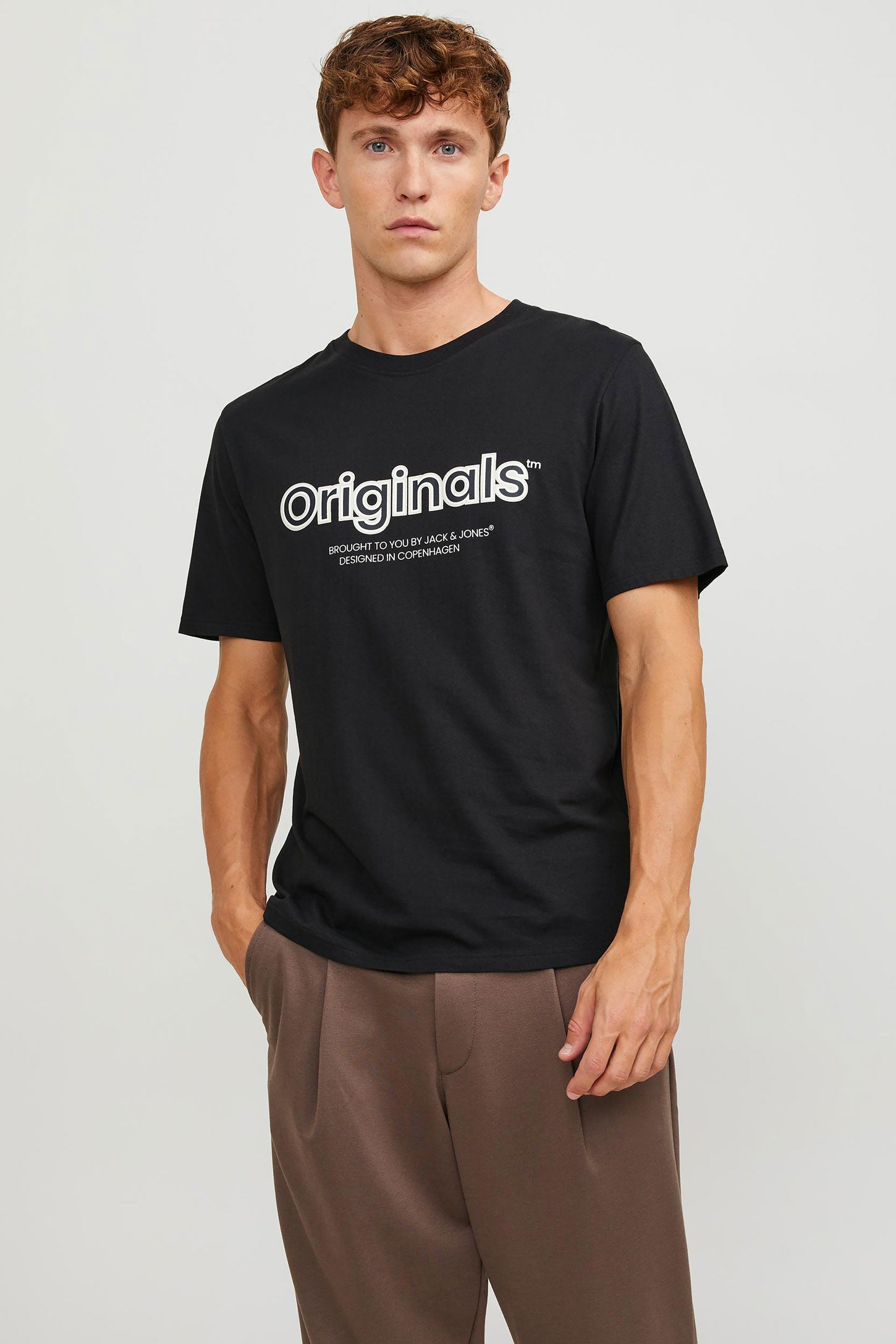 T-shirt imprimé en coton JACK & JONES - Homme && NOIR