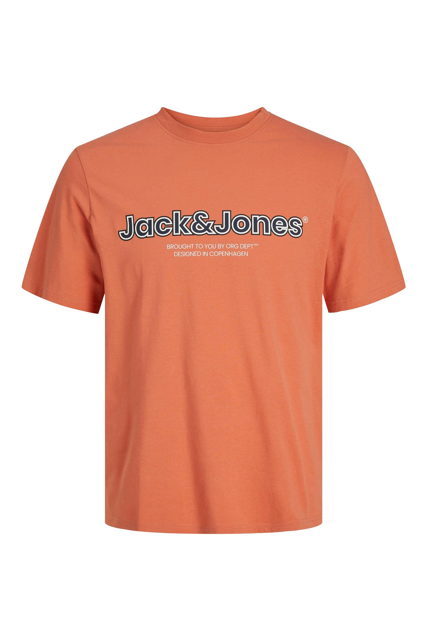 T-shirt imprimé en coton JACK & JONES - Homme && ORANGE