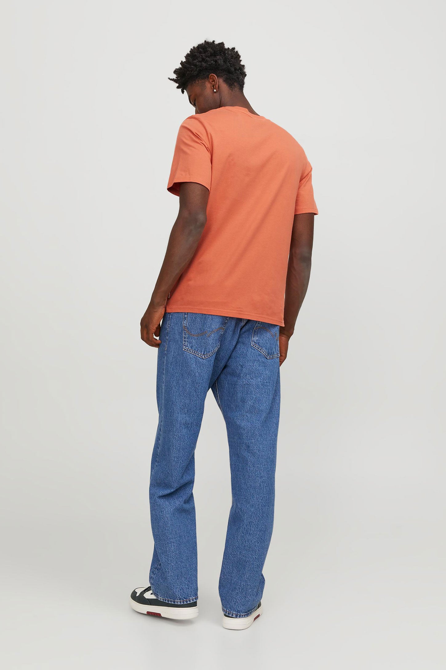 T-shirt imprimé en coton JACK & JONES - Homme && ORANGE