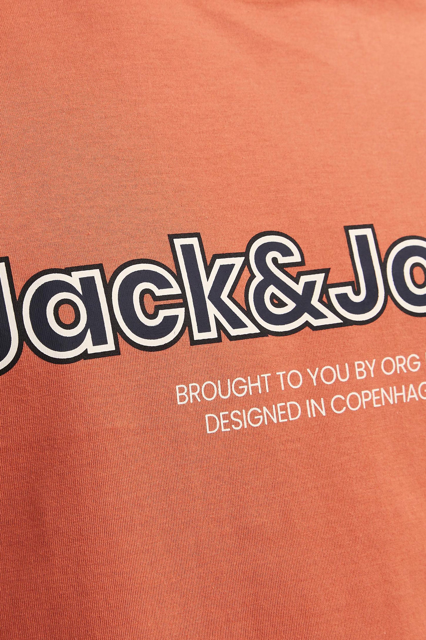 T-shirt imprimé en coton JACK & JONES - Homme && ORANGE