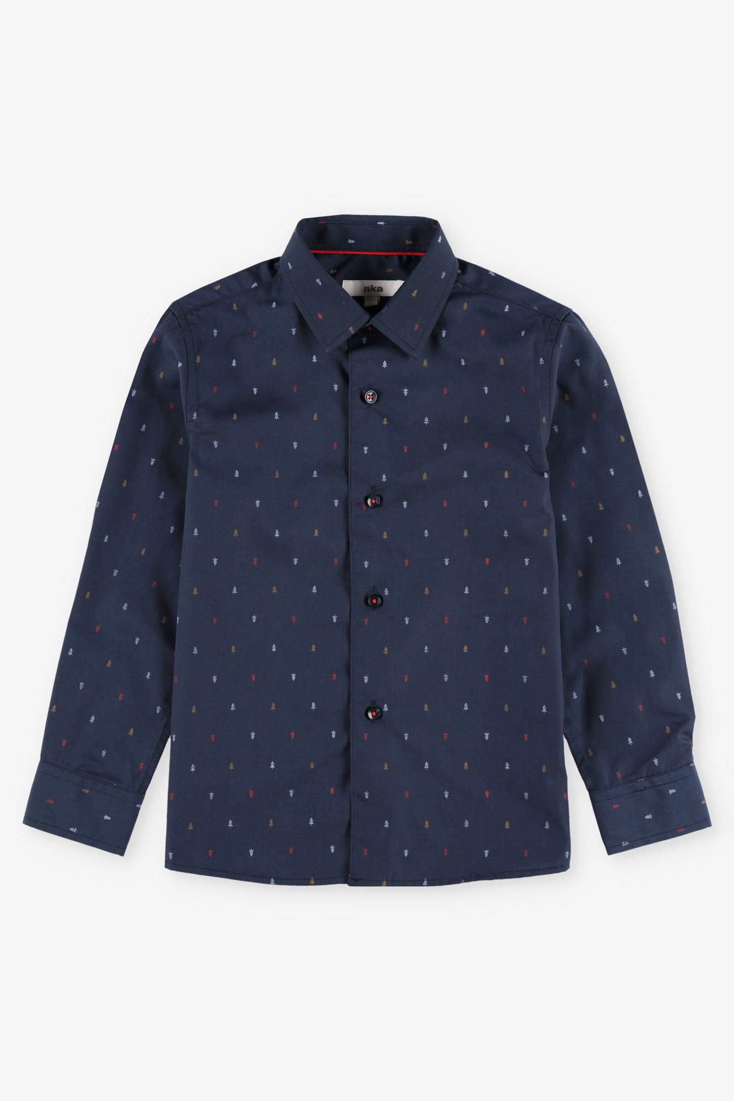 Chemise Oxford à motifs - Enfant garçon && BLEU MARINE