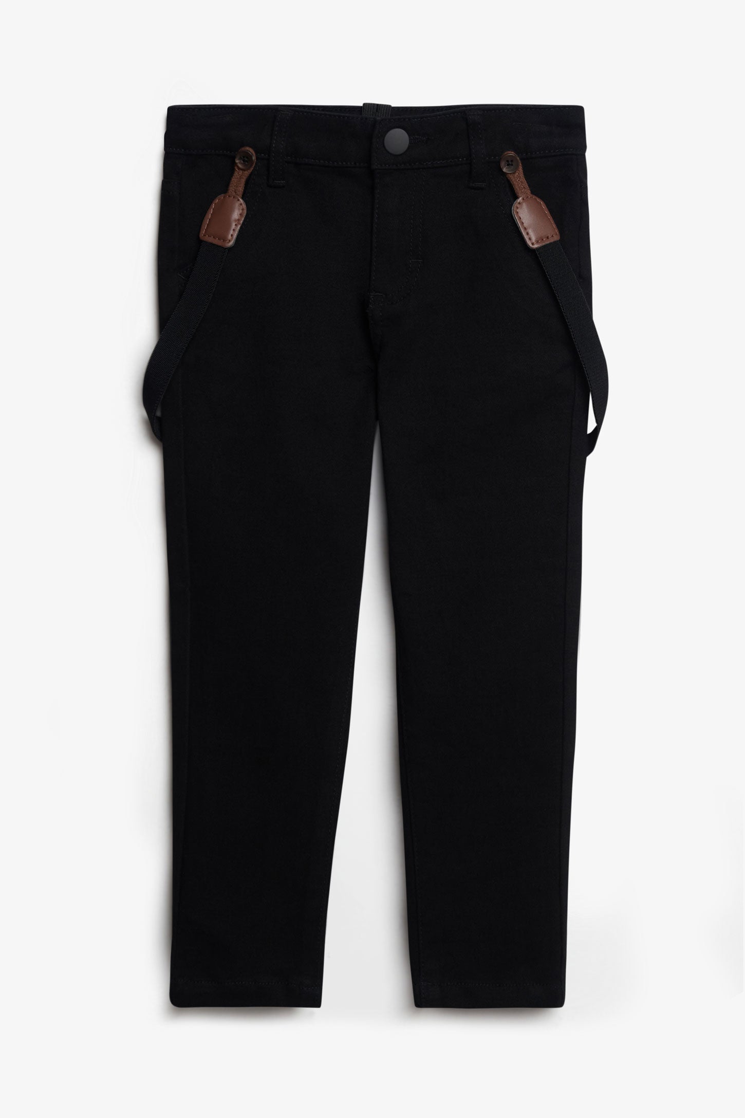 Pantalon taille ajustable à bretelles - Enfant garçon && NOIR