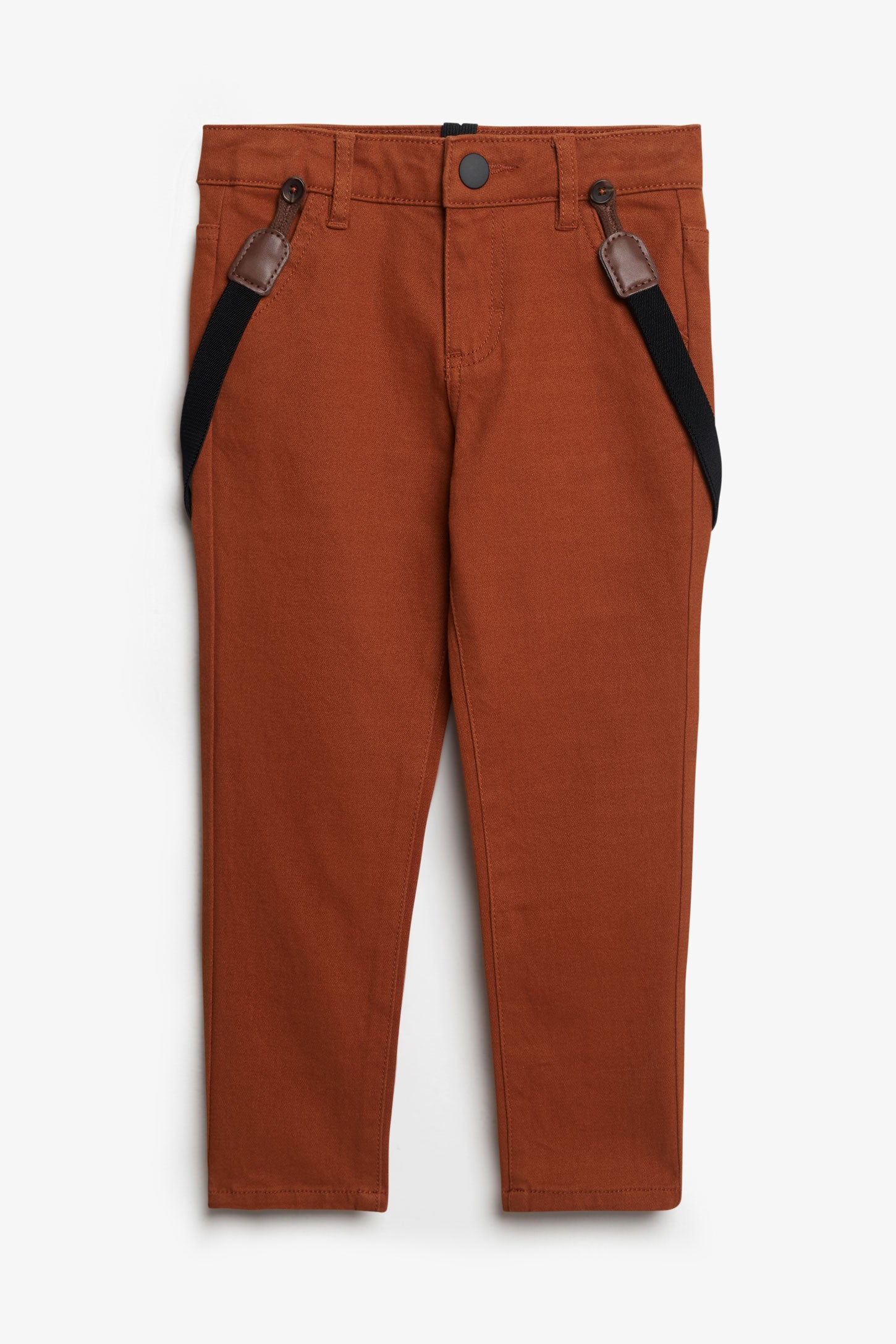 Pantalon taille ajustable à bretelles - Enfant garçon && BRUN