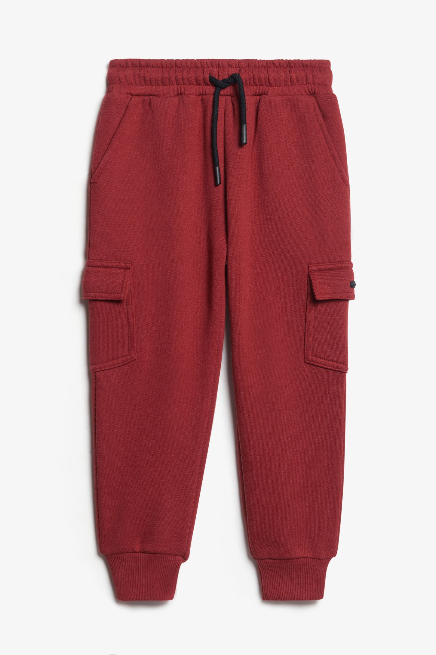 Pantalon jogger cargo coton ouaté - Enfant garçon && ROUGE