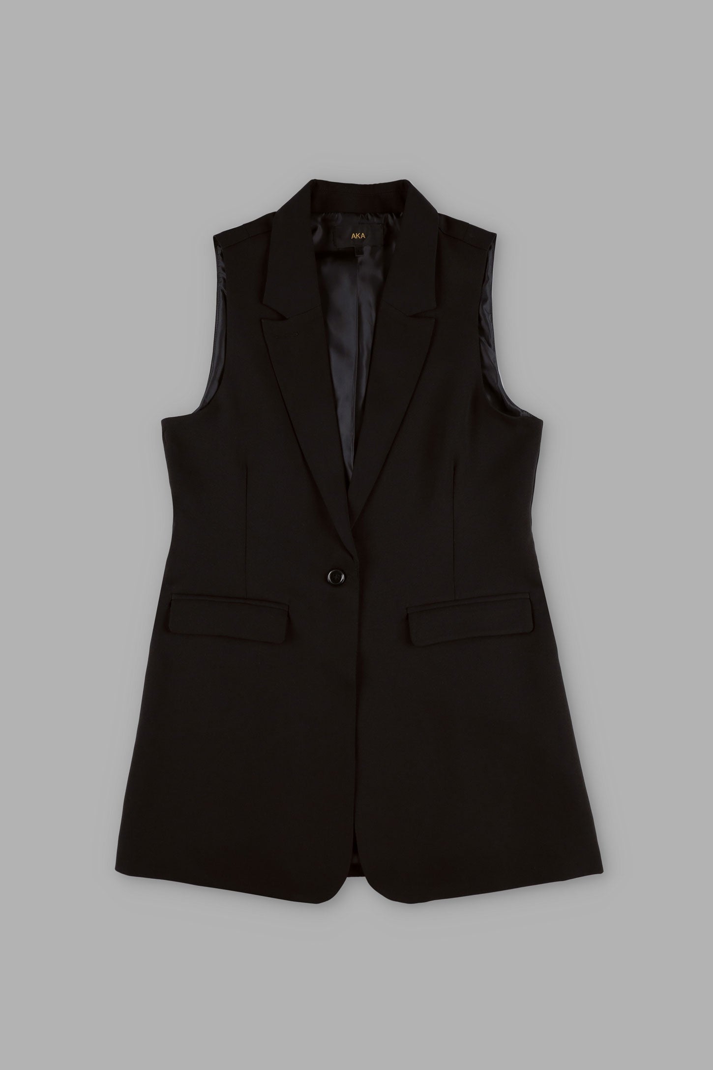 Veste tailleur longue sans manches - Femme && NOIR