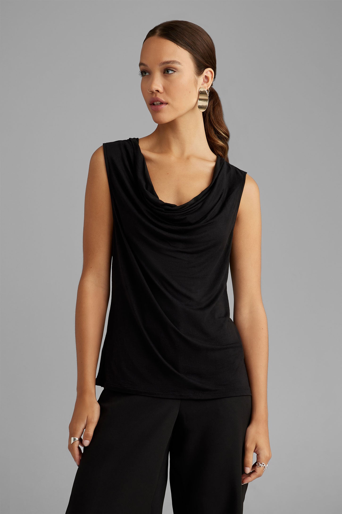 Camisole col baveux coupe semi-ajustée - Femme && NOIR