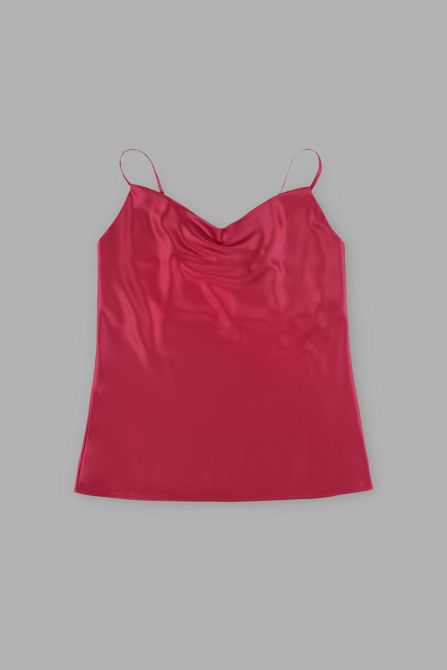 Camisole col baveux satinée - Femme && ROSE