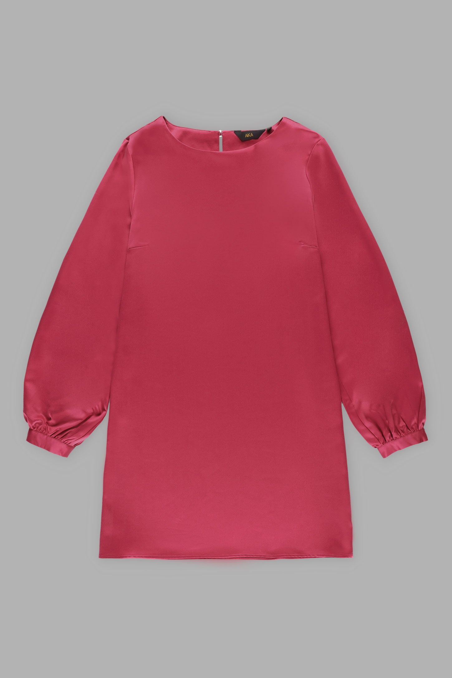 Robe manches longues bouffantes satinée - Femme && ROSE