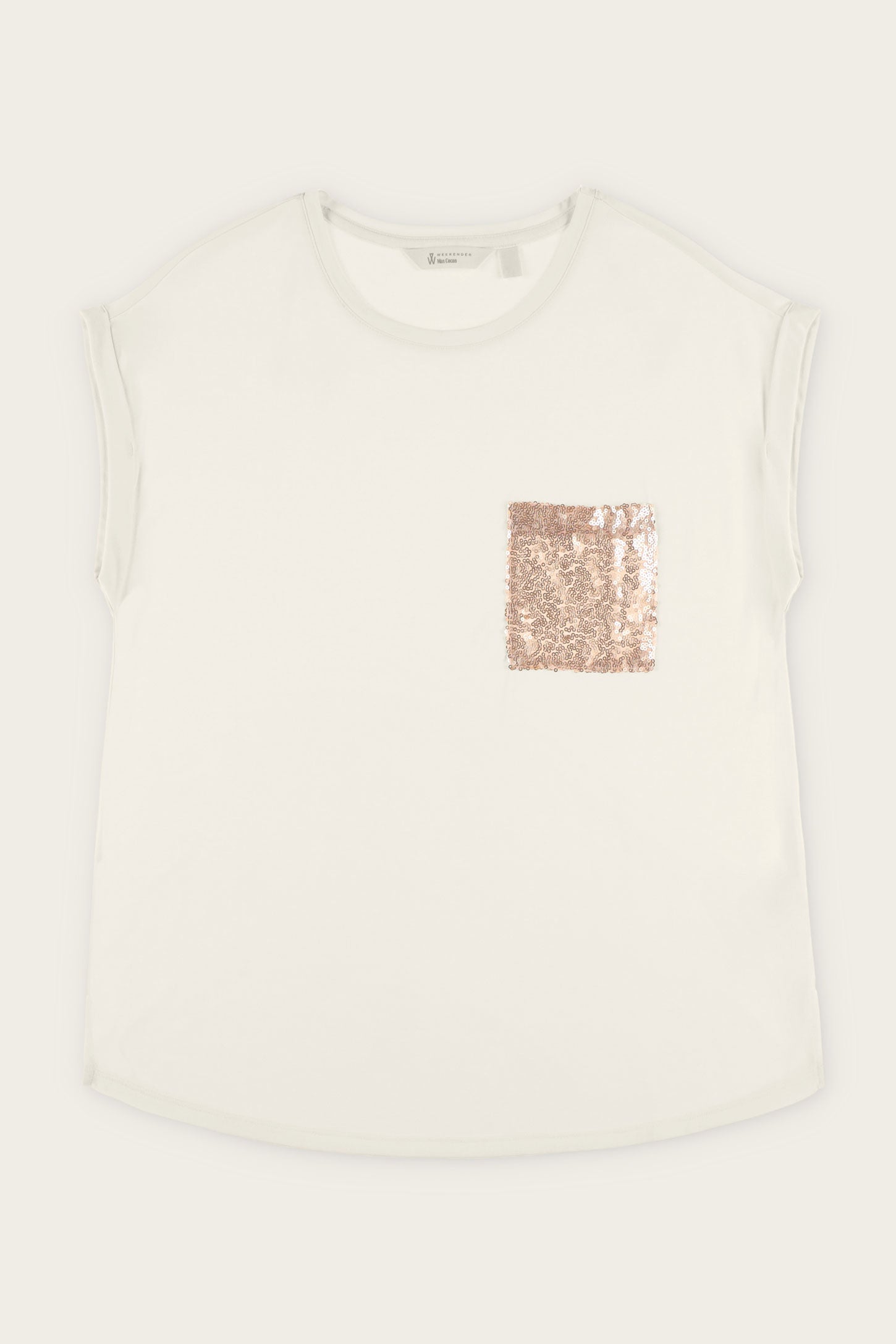 T-shirt à poche paillettes en modal - Femme && BLANC CASSÉ