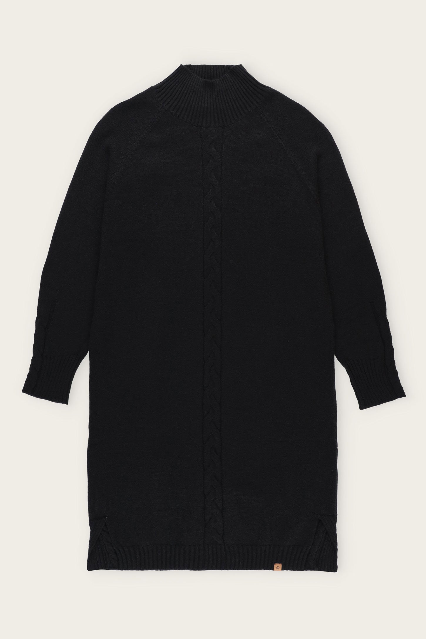 Robe tricot câble col montant - Femme && NOIR