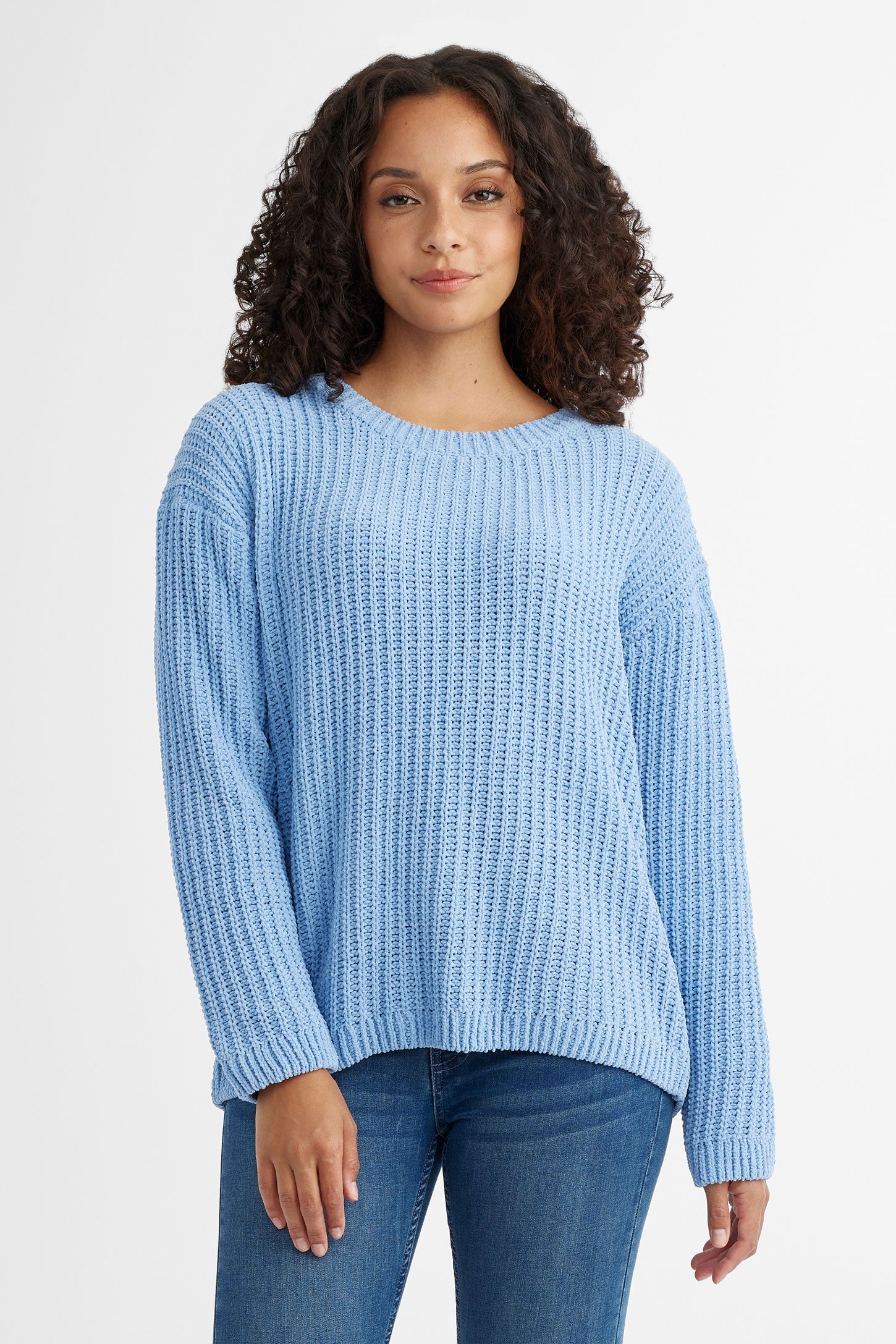 Chandail tricot chenille - Femme && BLEU PALE