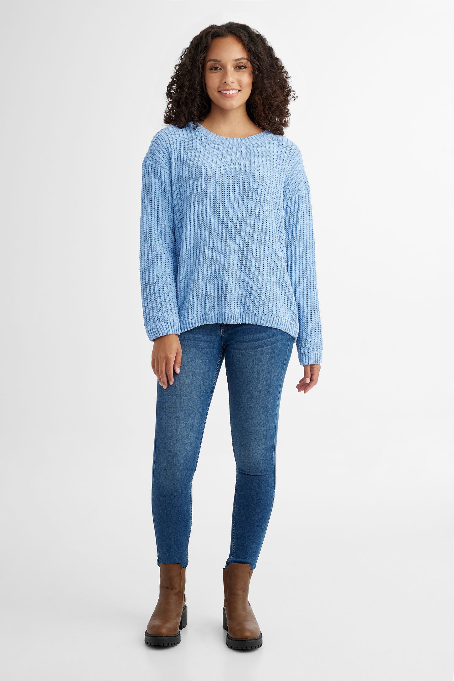 Chandail tricot chenille - Femme && BLEU PALE