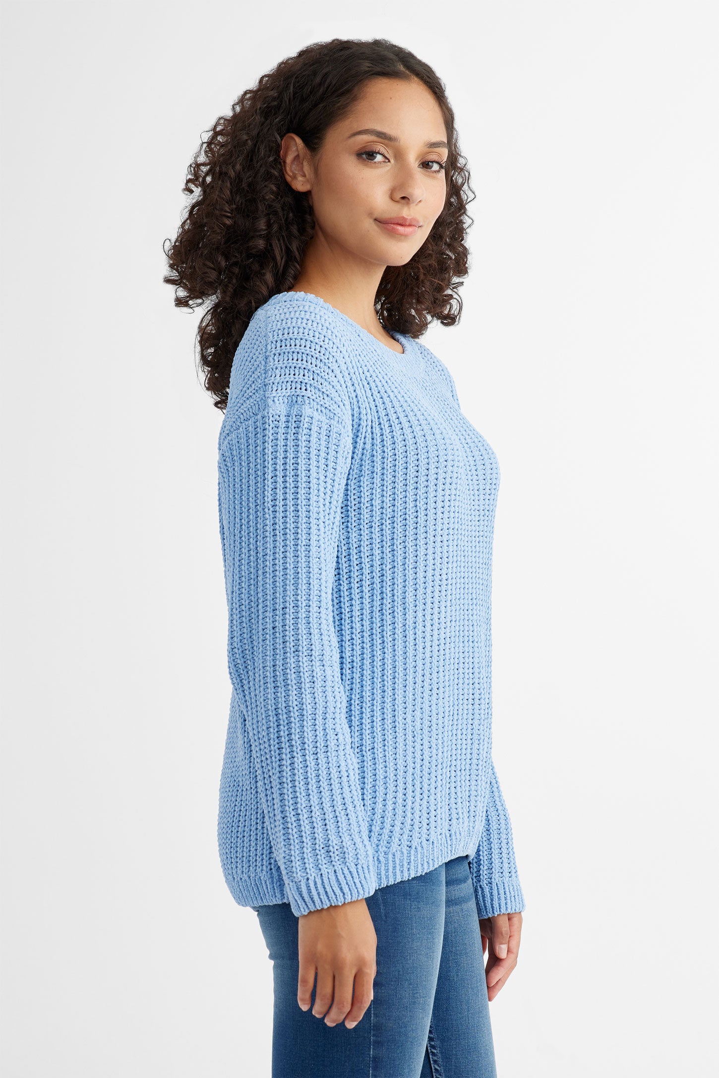 Chandail tricot chenille - Femme && BLEU PALE