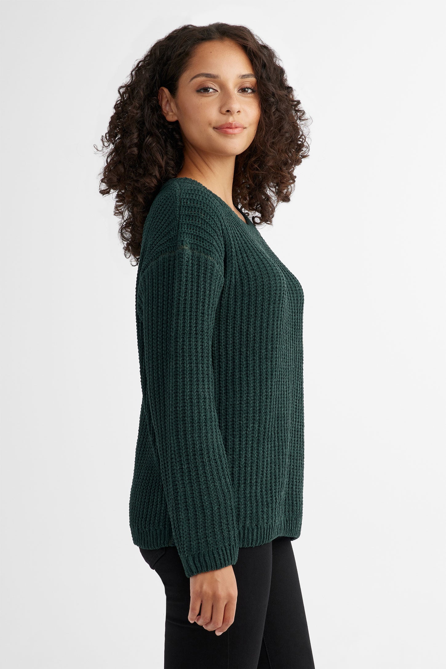 Chandail tricot chenille - Femme && VERT