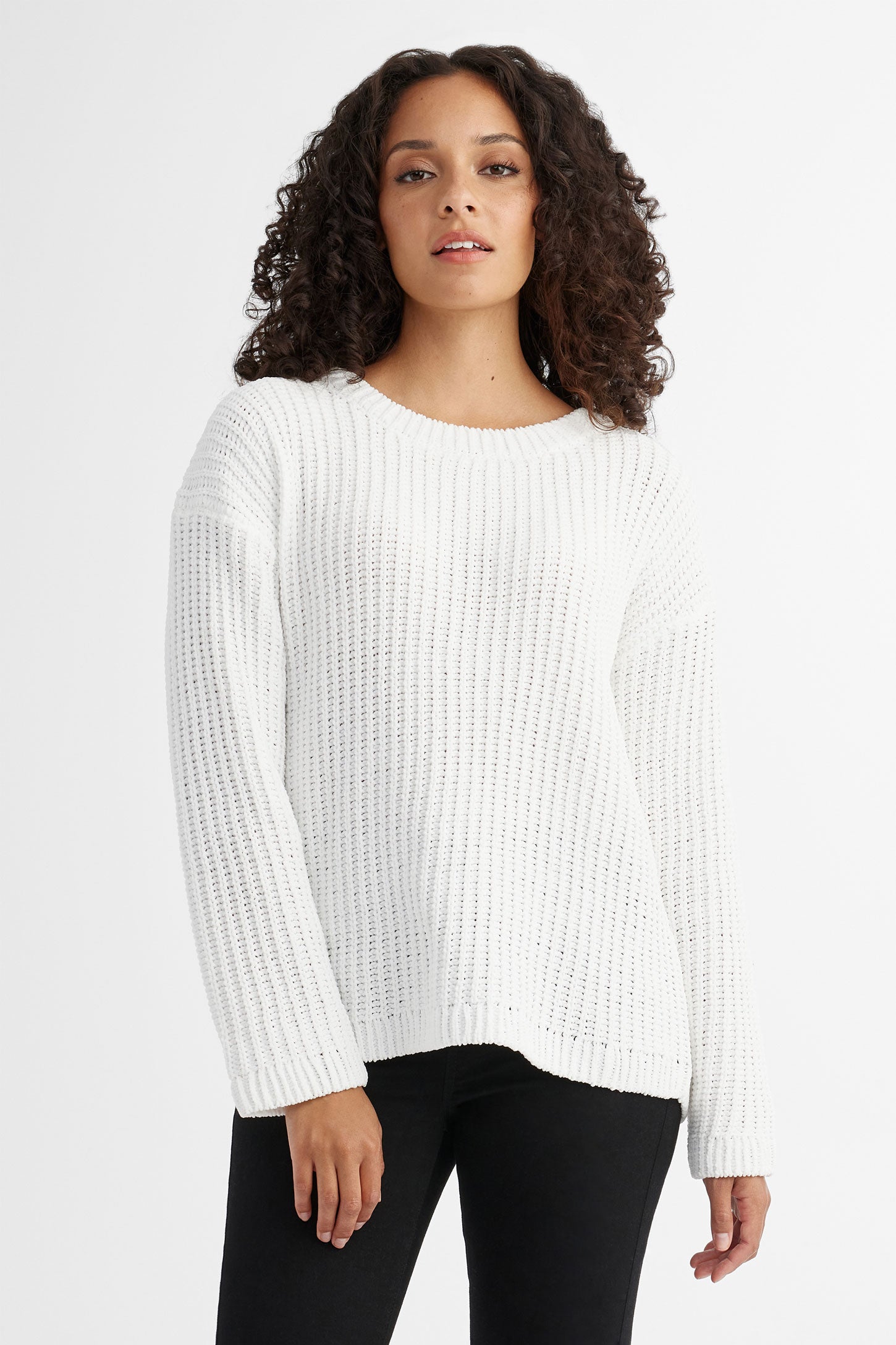 Chandail tricot chenille - Femme && BLANC CASSÉ