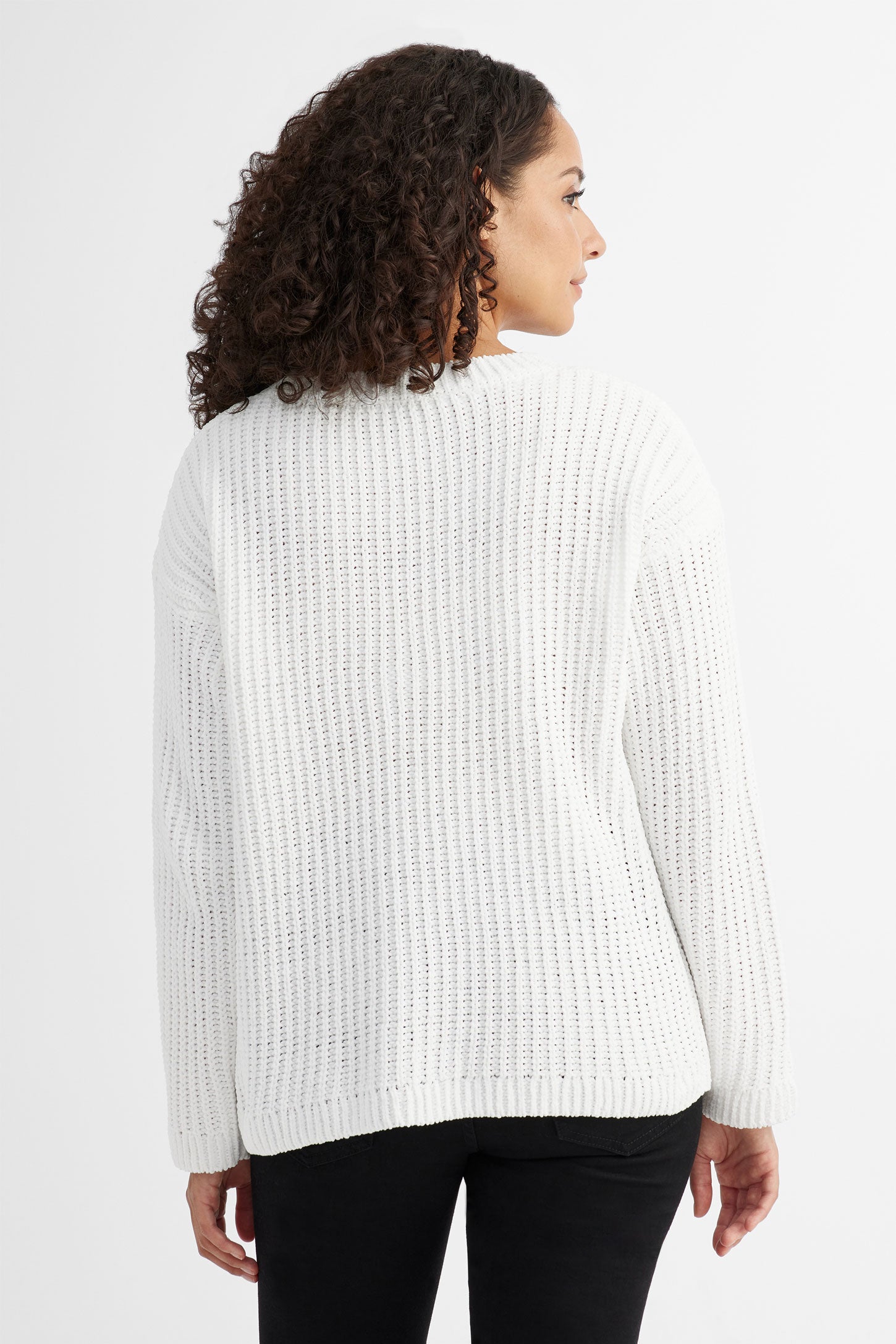 Chandail tricot chenille - Femme && BLANC CASSÉ