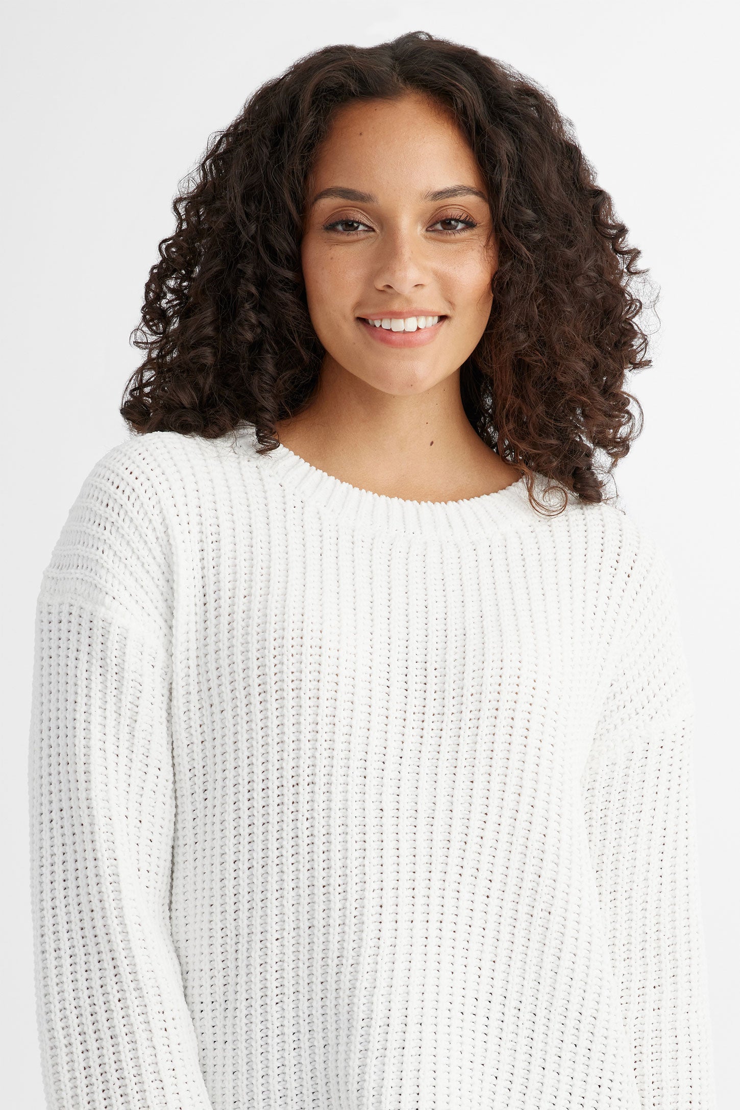 Chandail tricot chenille - Femme && BLANC CASSÉ