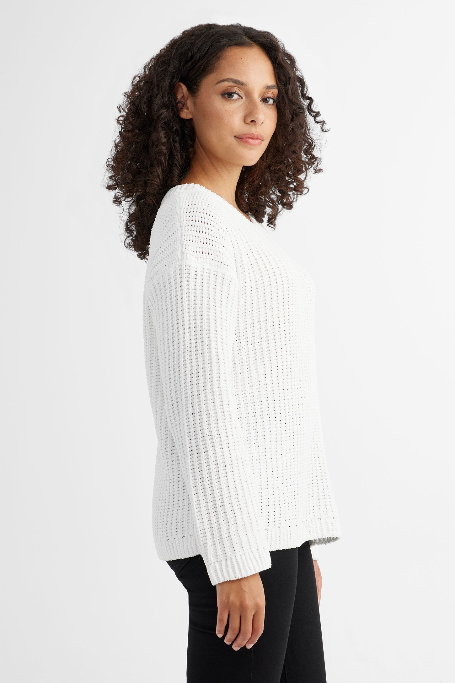 Chandail tricot chenille - Femme && BLANC CASSÉ