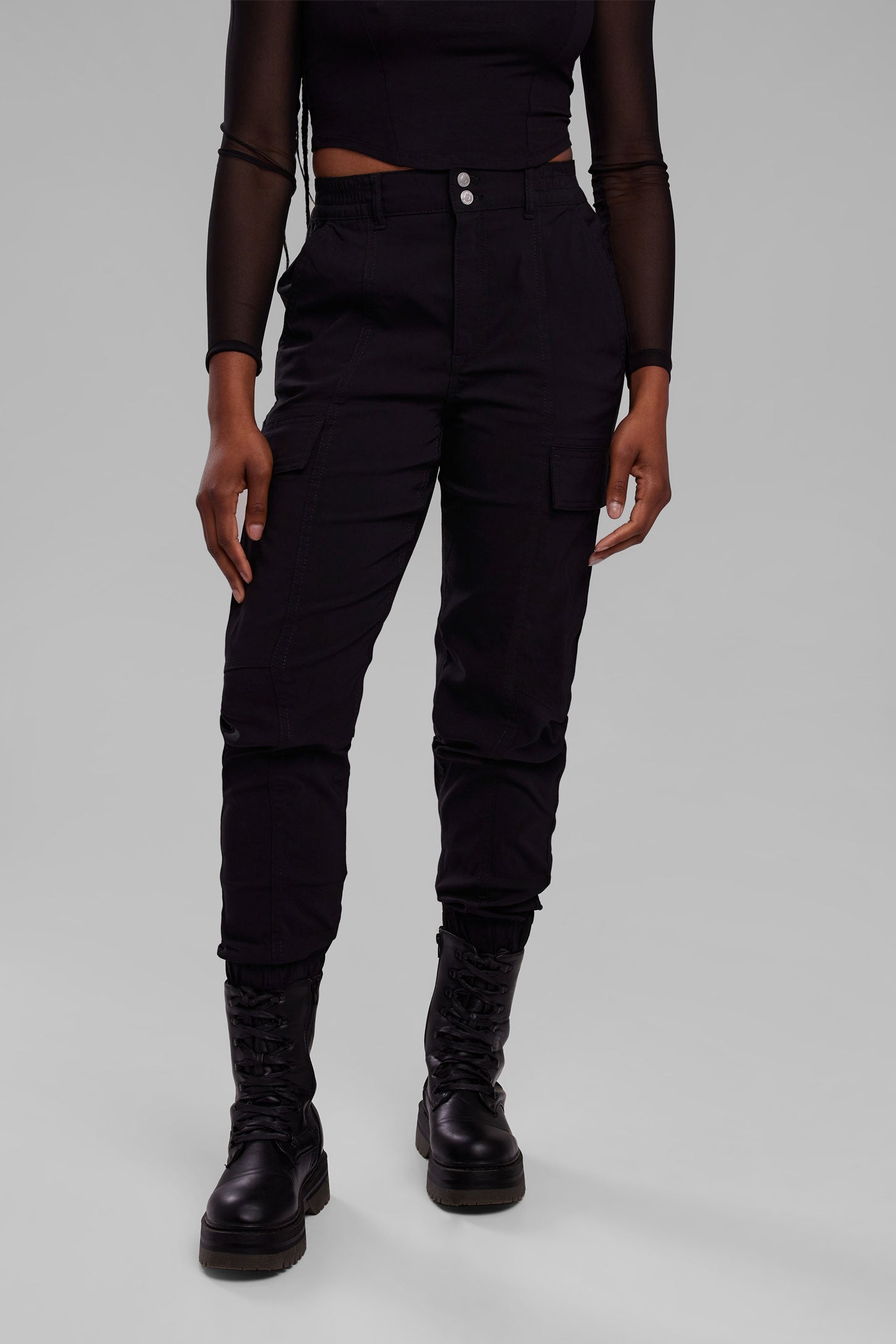 Pantalon cargo en popeline - Femme && NOIR