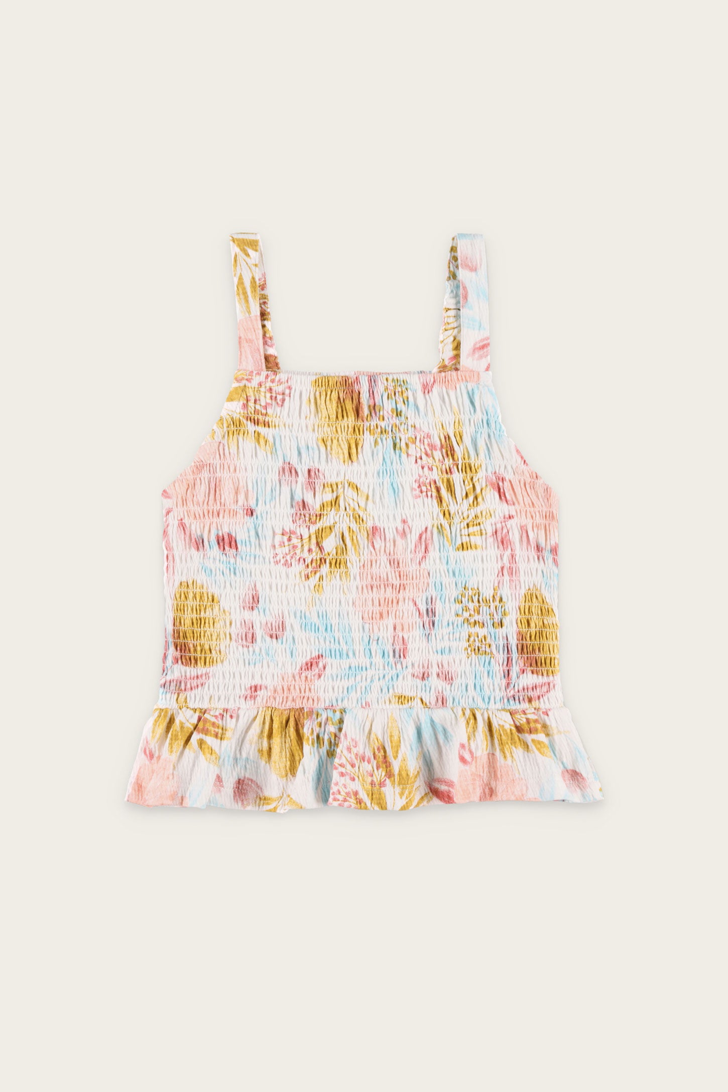 Camisole nid d'abeille imprimée en coton - Ado fille && BLANC MULTI