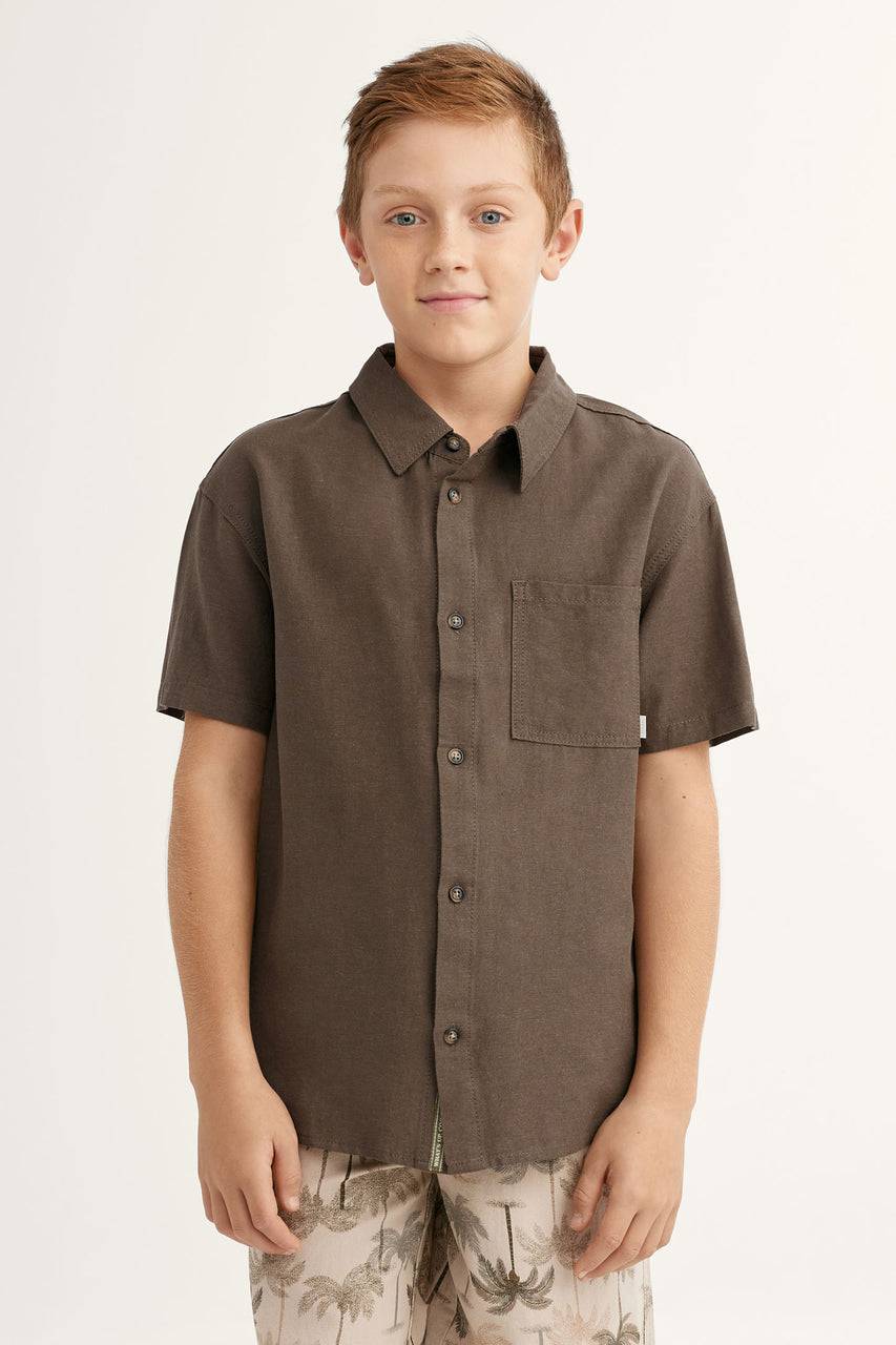 Chemise manches courtes lin Ado garçon