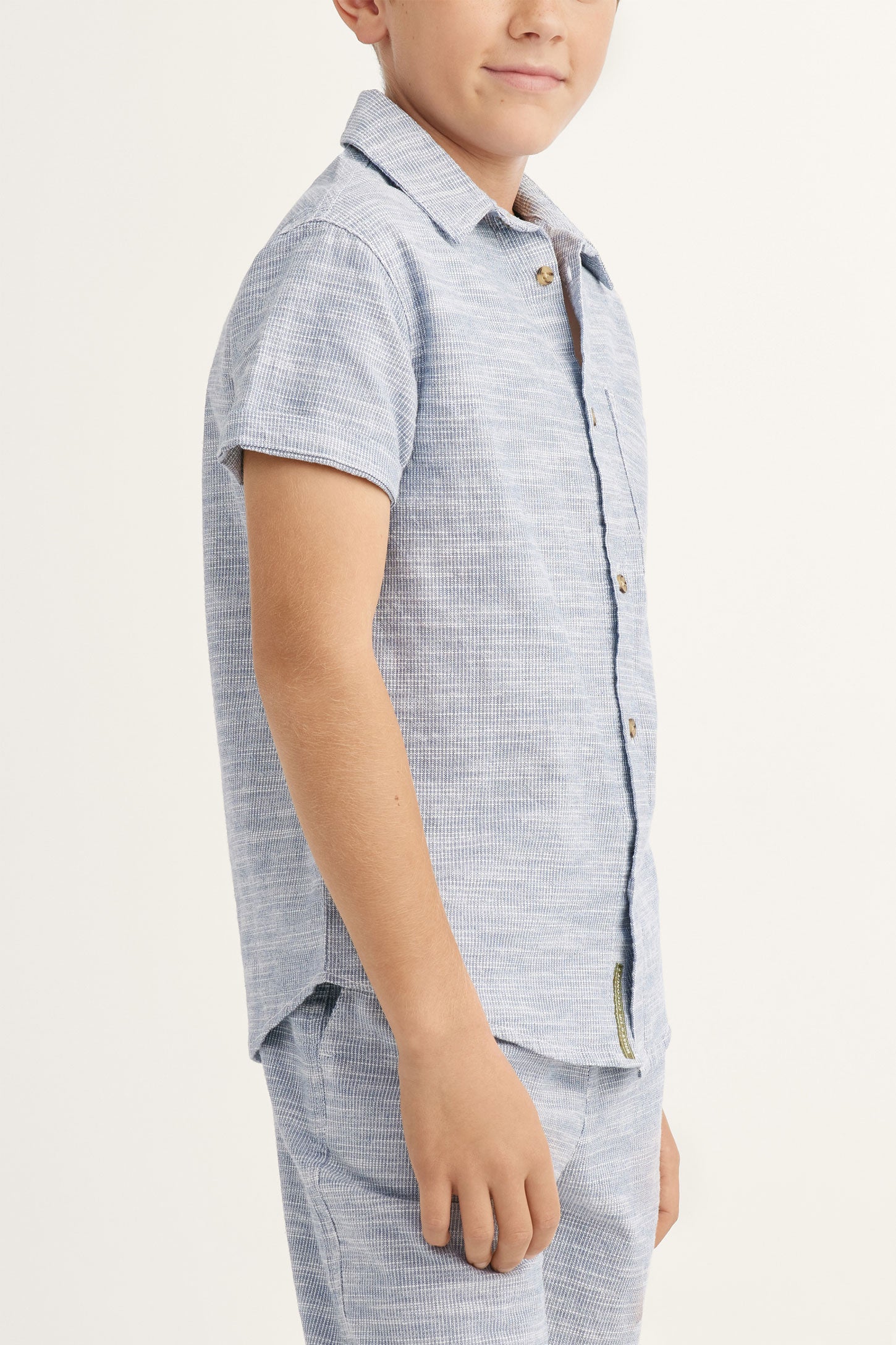 Chemise manches courtes en coton - Ado garçon && BLEU