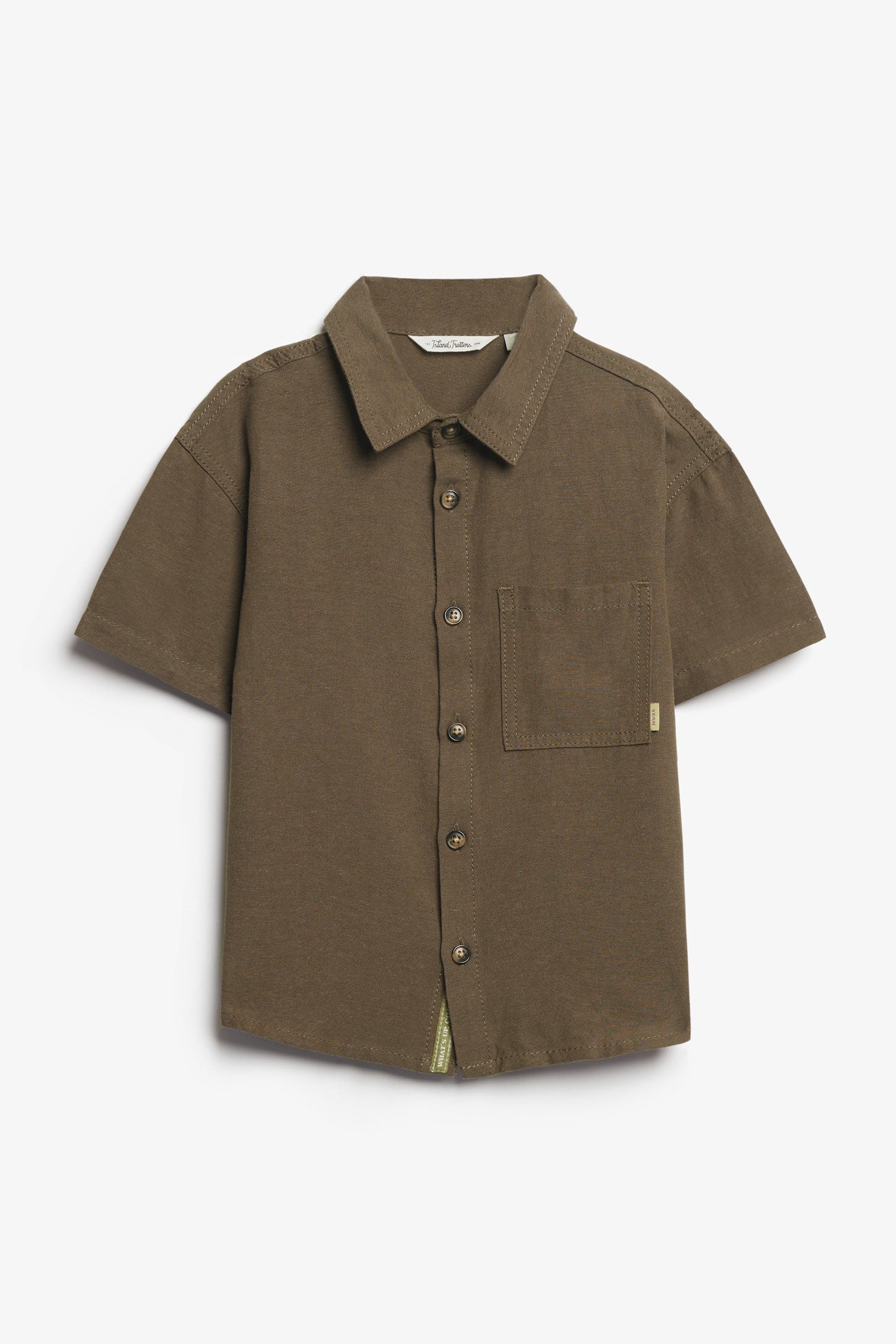 Chemise manches courtes lin - Enfant garçon && KAKI